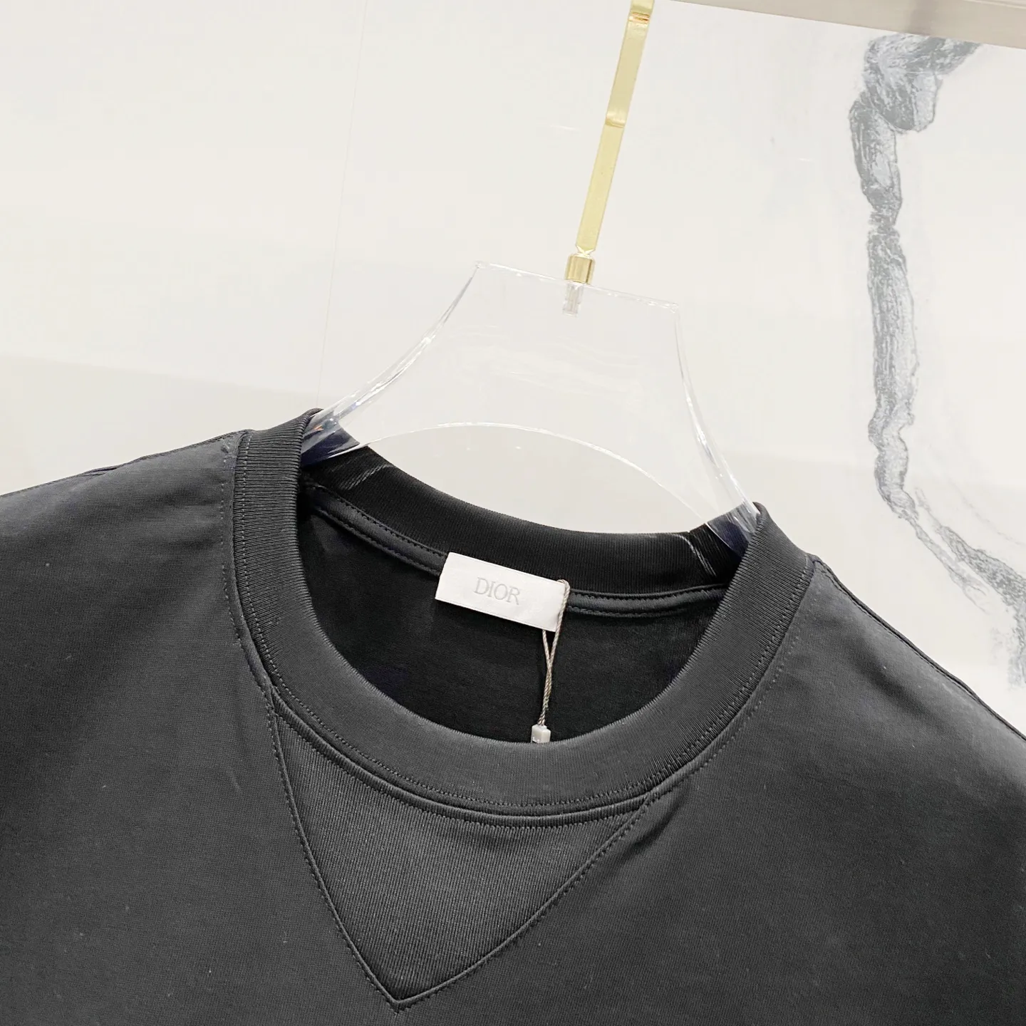 🅿️200 DIOR 320g round neck short-sleeved T-shirt, simple floral CD letter small label embroidery🪡LOGO logo, official synchronization, 1:1 original mold opening, fashionable personality, versatile trend, pure original quality, original washed fabric, tag, collar label, washed wheat, complete three standards, color: black, white. Size: S-XL