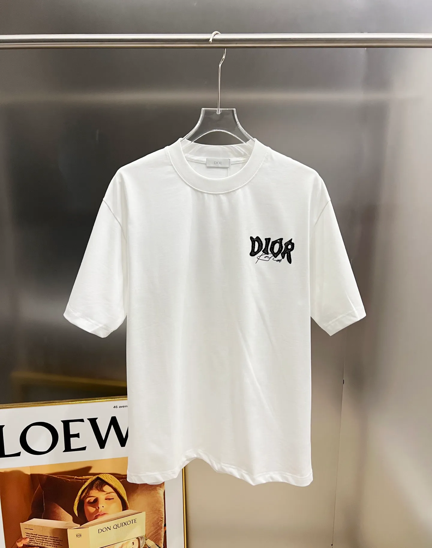 🅿️190 Dio* Dior 2025 autumn and winter new style Classic letter three-dimensional patchwork technology Simple and elegant Customized double yarn plain cotton fabric Short-sleeved T-shirt Same style for men and women Size S M L XL XXL Five sizes black white