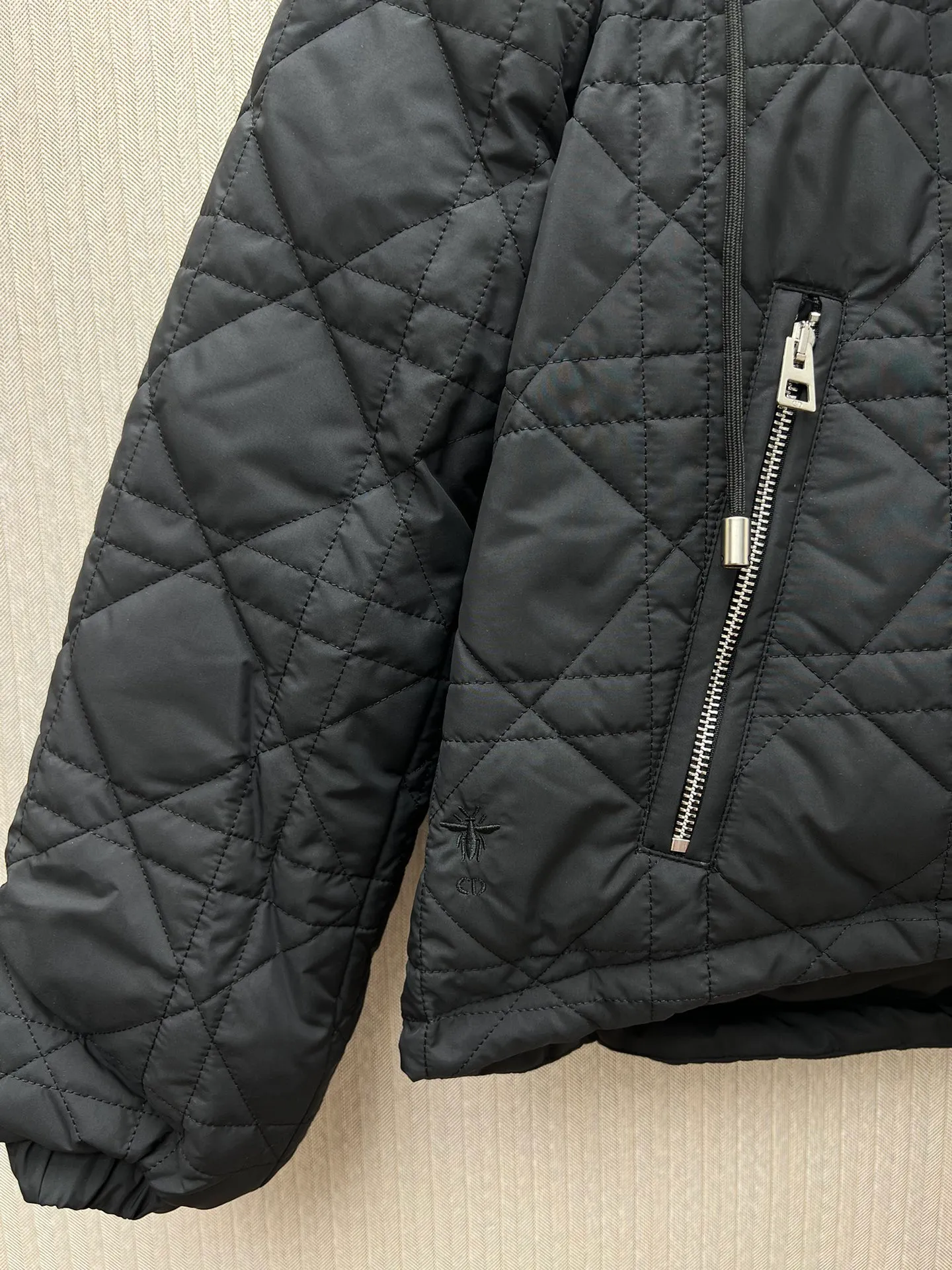 🅿️650 Dior 25ss new Dioralps quilted taffeta technical cannage pattern solid color hooded zipper long-sleeved cotton jacket women's size: S.M.L.