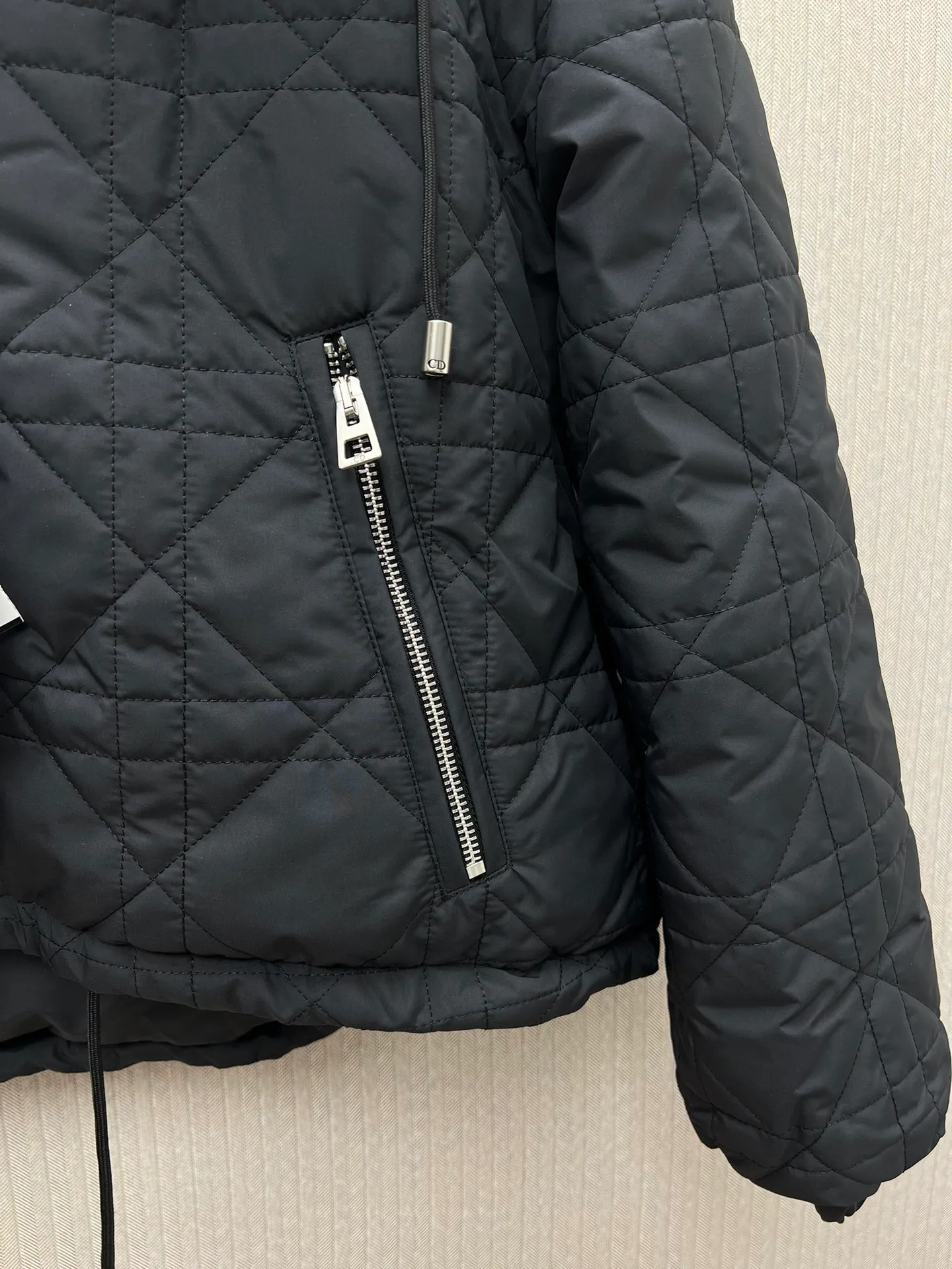 🅿️650 Dior 25ss new Dioralps quilted taffeta technical cannage pattern solid color hooded zipper long-sleeved cotton jacket women's size: S.M.L.