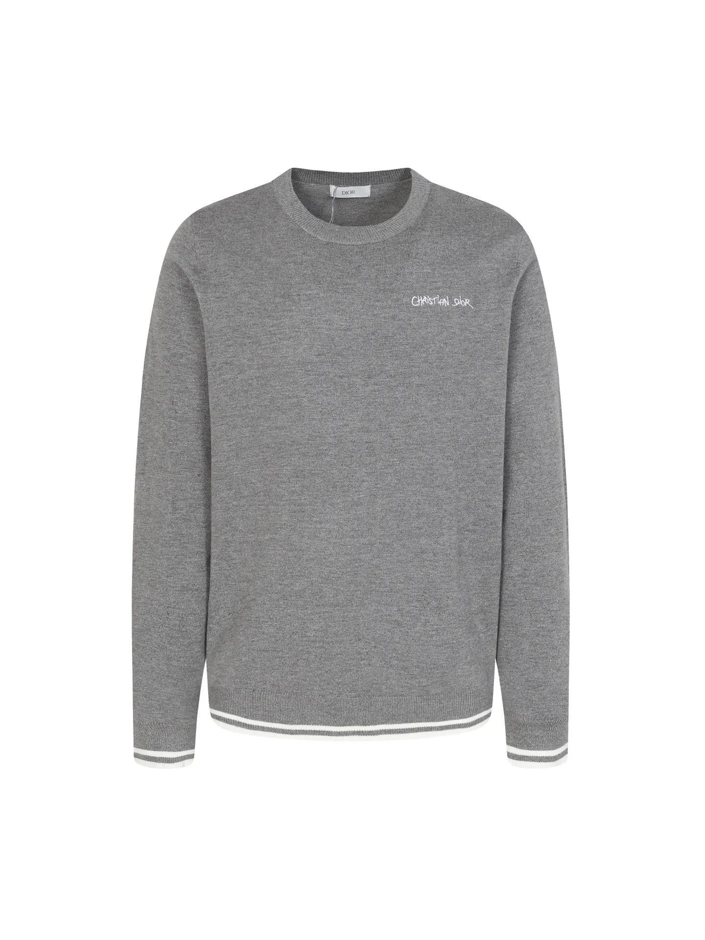 🅿️390 CD 24FW letter embroidered crew neck sweater, originally purchased and developed for 13,000, using 70 wool, 30 camel hair blended 40 count double-ply yarn to carry the ball. The pattern-spun yarn is custom-dyed in gray, and an imported 12-needle knitting machine is used for the plain weave process. The embroidery uses high-density three-dimensional embroidery process, and the entire garment is specially washed with wool to prevent shrinkage. Buttons are custom made of natural resin with logo engraving. Same style for men and women! size: S/M/L