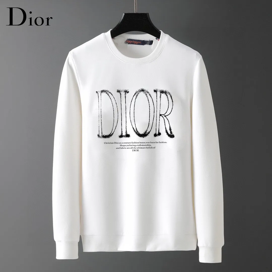 🅿️220 brand [DIOR Dior] (good news for fat people) 2025ss autumn latest long-sleeved round-neck sweatshirt, on sale simultaneously on the official website. Refreshing and breathable. Made of top Tencel Roman. Comfortable and soft. 3D three-dimensional clarity. Super fashion sense. Great for gifting and keeping for yourself. Size: M-5XL (can wear up to 220 pounds)