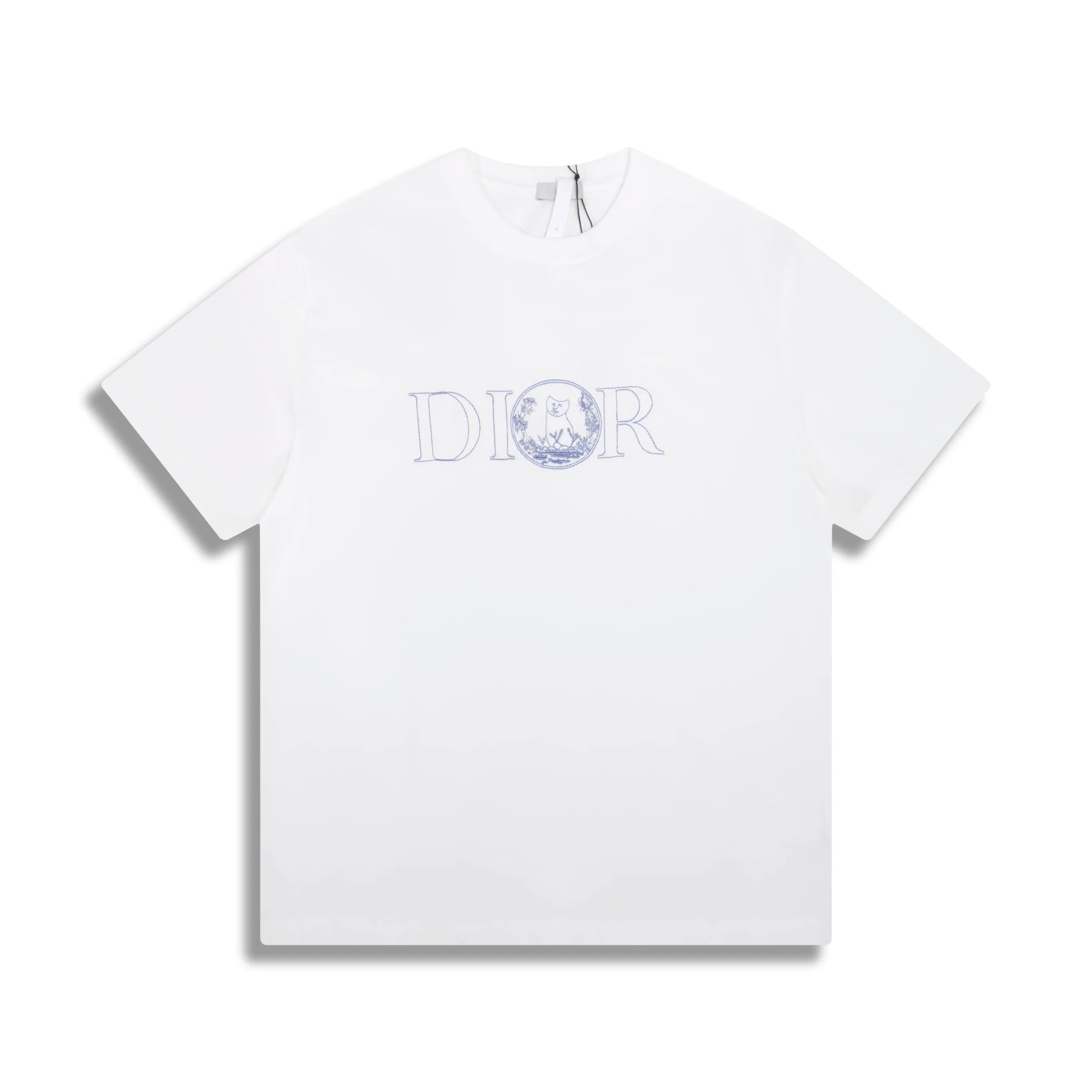 🅿️180 Correct version of high-quality DI0R SUMMER new 2025ss embroidered T-shirt short-sleeved. Made of pure cotton fabric, HYLTON NEL embroidery embellishment. Silk thread material, flat embroidery technology, smooth embroidery surface, neat stitches, and even embroidery thread density. Standard round neck short-sleeved version SIZE: XS S M L