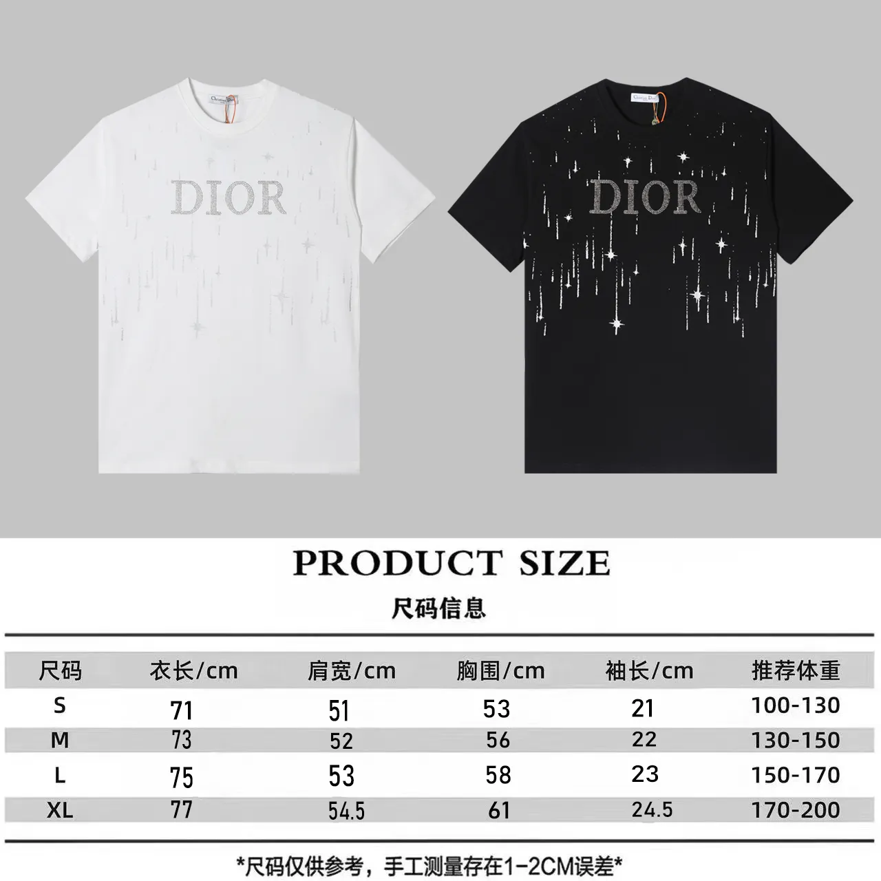 🅿️180 Dior DIOR new all-over sequin printed short-sleeves, high quality🔥Heavyweight double yarn 280g 32 counts smooth pure cotton wash hand feel, high-end all-over sequins on the front. The logo is made of imported pressed diamonds, and the ribs are specially customized. The fabric is comfortable and soft, restoring the trend brought by special craftsmanship, custom-made and dyed, complete with three labels. Non-market ordinary version. Feel free to compare. Quality is absolutely guaranteed. Same style for couples. Color: Black White Size: S M L XL 【Model No. D402】