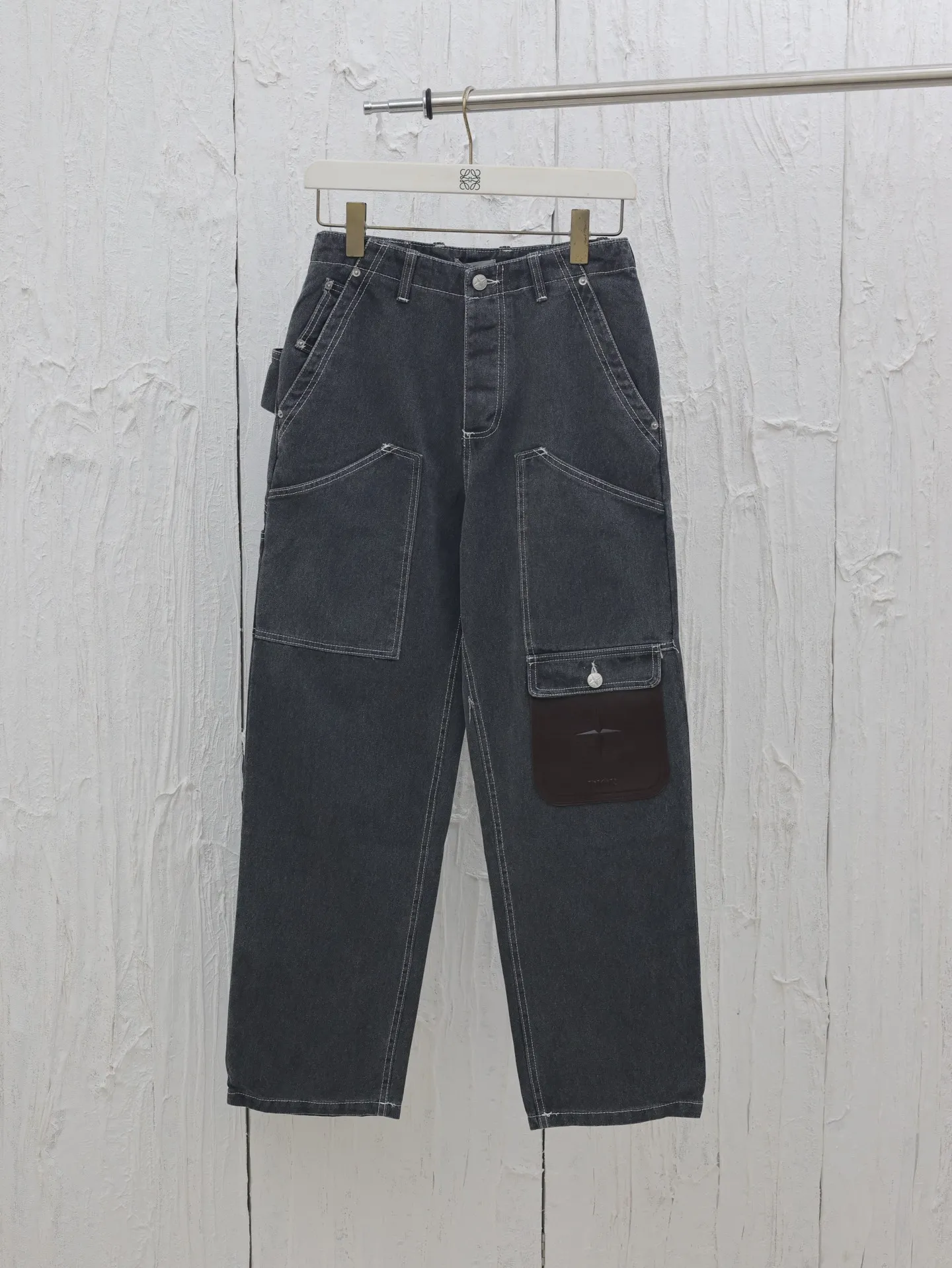 🅿️596 Dio* / Dior 25FW Dior co-branded Stone Island four-pocket canvas jeans trousers. Custom-woven denim fabric, soft and comfortable texture, original washed and faded, loose fit, original molded hardware buttons, complete three-label accessories Size: S/M/L/XL