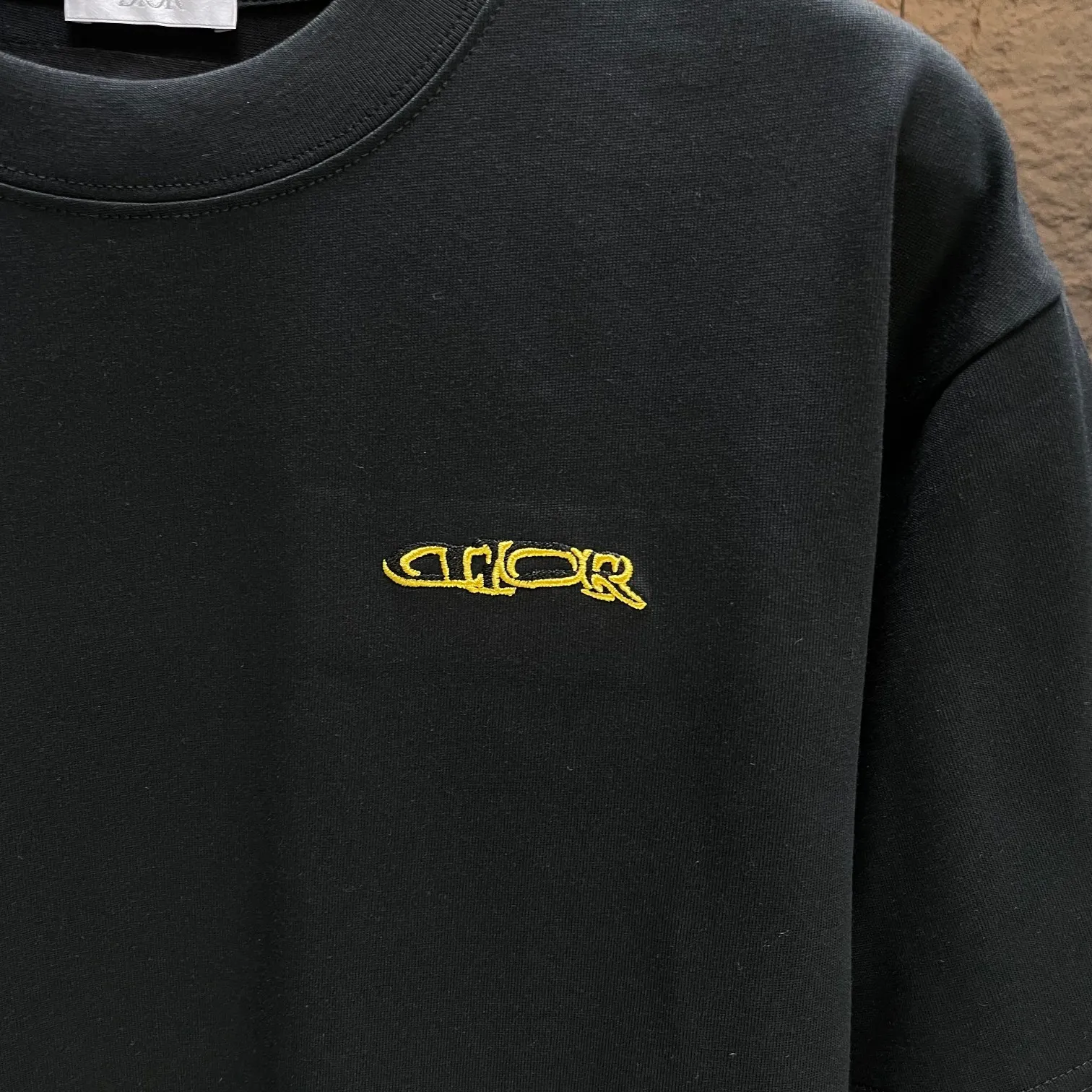 🅿️190 Dio* Dior* 2025 spring and summer new short-sleeved T-shirt Heavy cotton letter logo embroidery Color: black white Size: S M L XL XXL