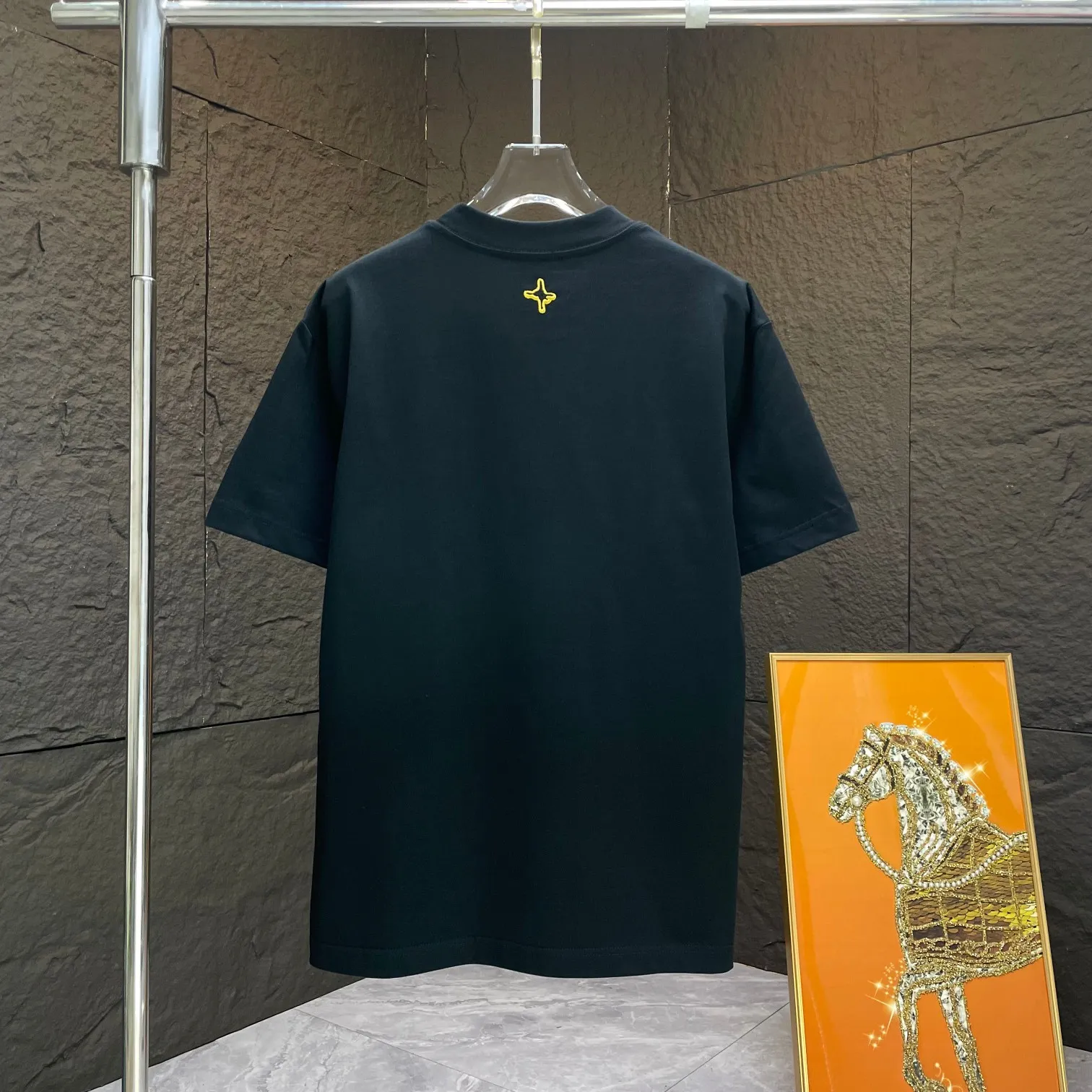 🅿️190 Dio* Dior* 2025 spring and summer new short-sleeved T-shirt Heavy cotton letter logo embroidery Color: black white Size: S M L XL XXL
