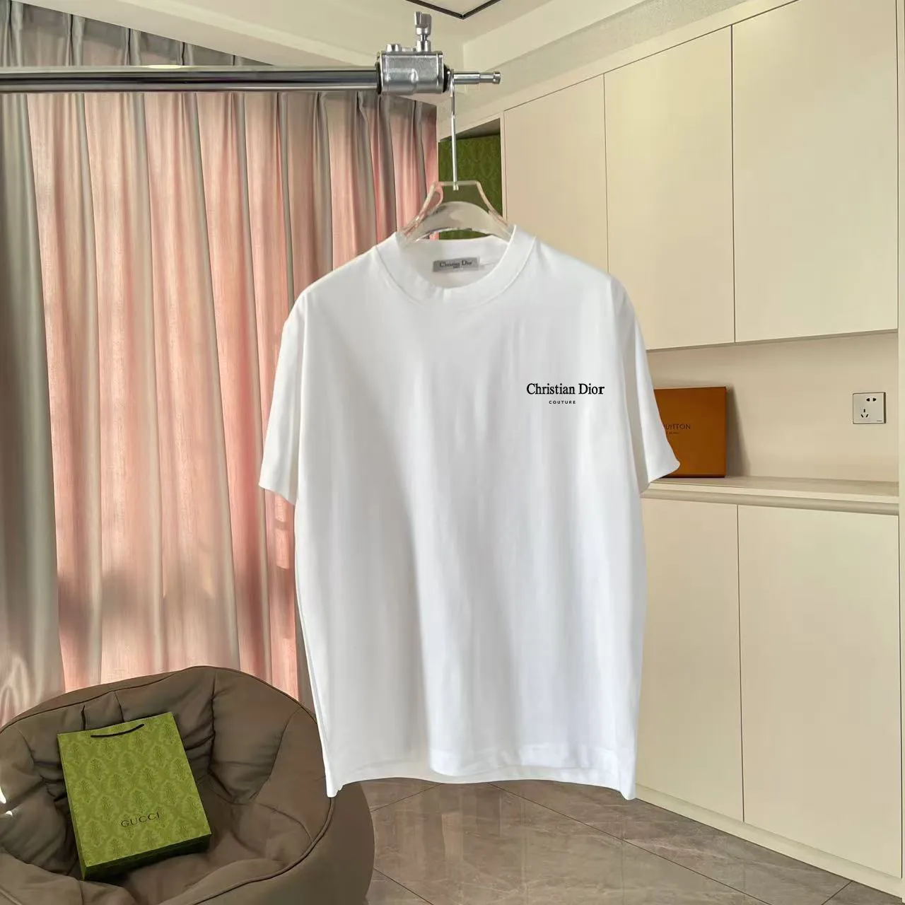 🅿️170 Dio Dior 2025 summer new style Personalized letter logo printing Short-sleeved T-shirt Customized fabric 300g Same style for men and women Color: Black White Sky Blue Iron Gray Size: S M L XL XXL Five codes​