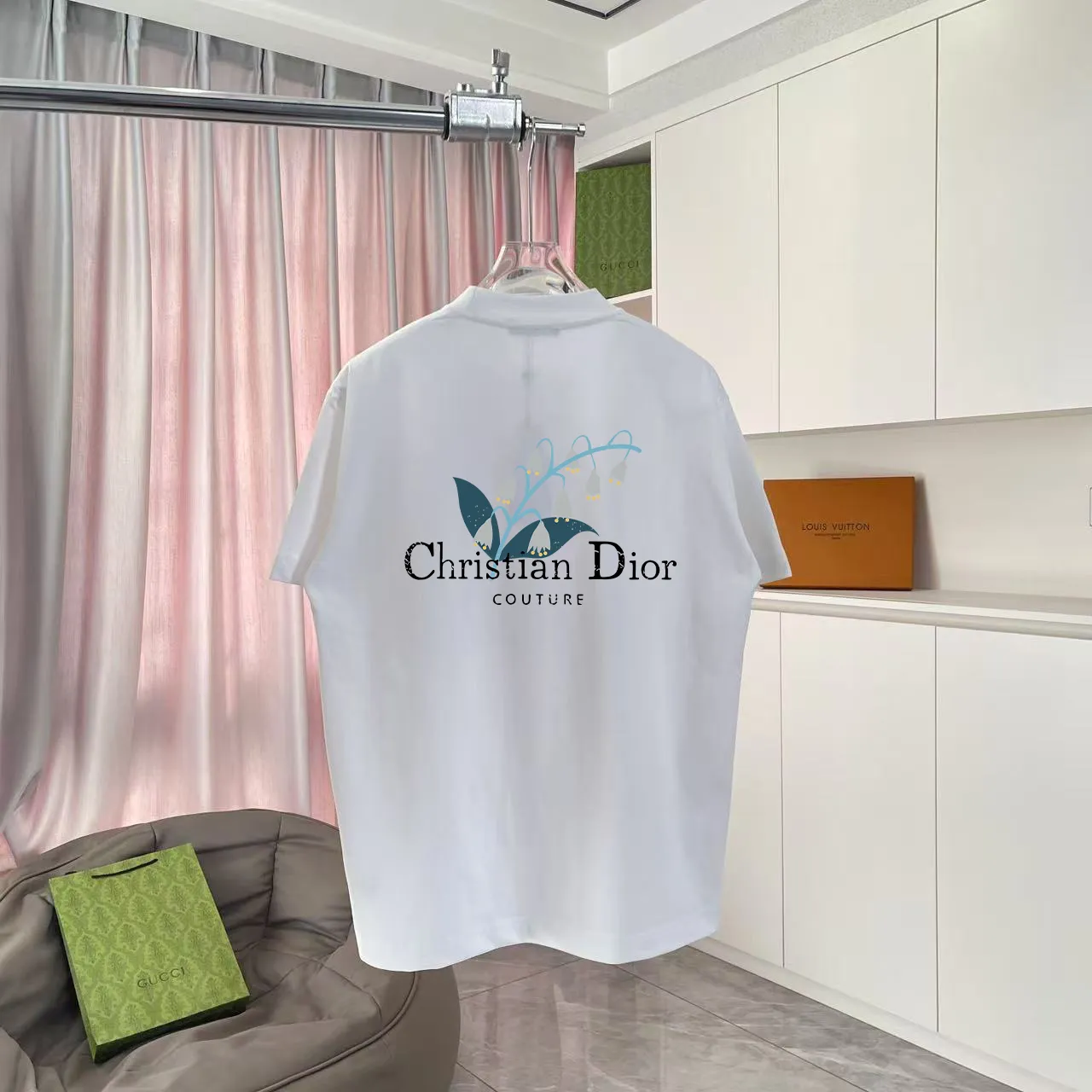 🅿️170 Dio Dior 2025 summer new style Personalized letter logo printing Short-sleeved T-shirt Customized fabric 300g Same style for men and women Color: Black White Sky Blue Iron Gray Size: S M L XL XXL Five codes​