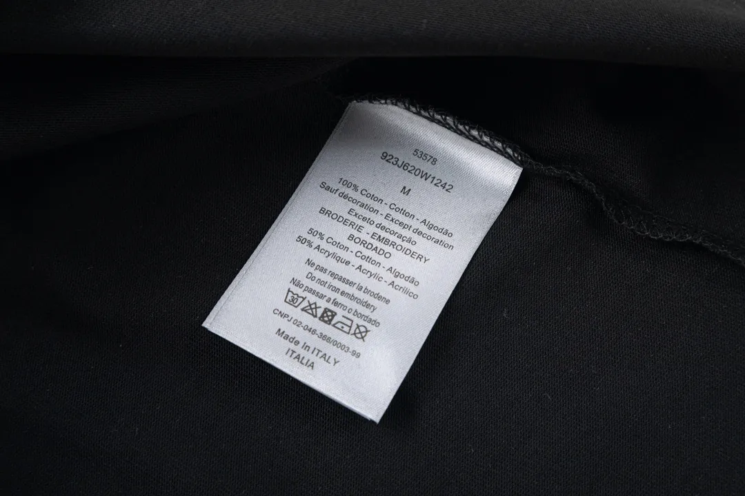 🅿️170 high version DIOR Dior 2025 early spring new style, customized 310g double yarn pure cotton fabric, embossed letter logo with embossed patch, same style for men and women, short-sleeved T-shirt, color: black, size: S-XL