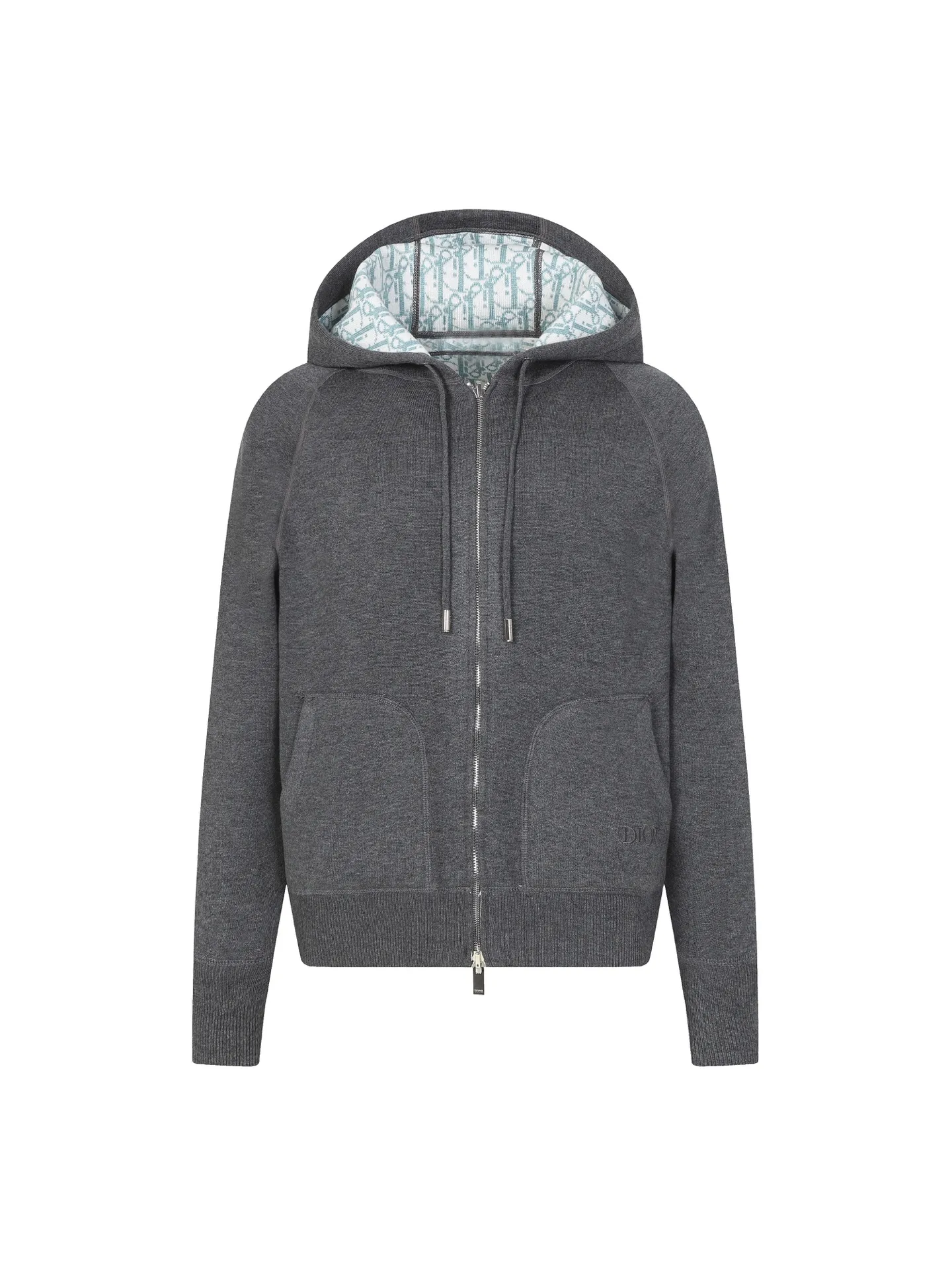 🅿️630 DIOR/Dior double-sided jacquard cashmere knitted hood. The original version was purchased for 22,337 and developed. The fabric is made of cashmere blended knitted fabric, which is soft and comfortable. It features a zip closure at the front and subtle ribbed trimming at the cuffs and hem. Reversible, the unlined cut ensures a lightweight fit and the slim fit creates an elegant silhouette. The entire piece has exquisite craftsmanship, double-sided knitting technology enables reversible wear, and ribbed edges enhance the three-dimensional effect. Dry cleaning and maintenance are recommended to maintain the delicate texture of cashmere fabrics. This piece is both casual and fashionable, and can be easily matched with all kinds of clothing, showing the brand's exquisite craftsmanship and classic aesthetics. Color: Gray Size: S M L
