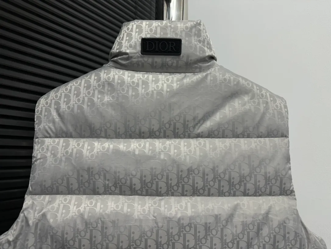 🅿️670 dior Dior 20fw full printed dark pattern rhombus vest Purchased from zp operation at Hong Kong counter, this is a down jacket with ultra-complex craftsmanship. The custom-made fabric cycle is as long as 50 days. It is absolutely windproof and waterproof and can be watertight. It can be called a safe haven in winter. On the basis of the original fabric, laser jacquard makes the whole piece of clothing uneven, with a stronger three-dimensional effect, a more obvious 3D effect, and the whole garment. The hardware is customized one-to-one from the original factory, tungsten material, leather label design, hot-melt technology, one-time molding, 90 white duck down, 700 fill power, no velvet, stand-up collar design, elastic cuff design, windproof and warm, the whole piece is windproof, water-proof, cold-proof, fashionable and practical, the same style is used by major Internet celebrities and celebrities, and it is an artifact to keep out the cold in winter. Color: Silver Gray Size: 44 46 48 52 54
