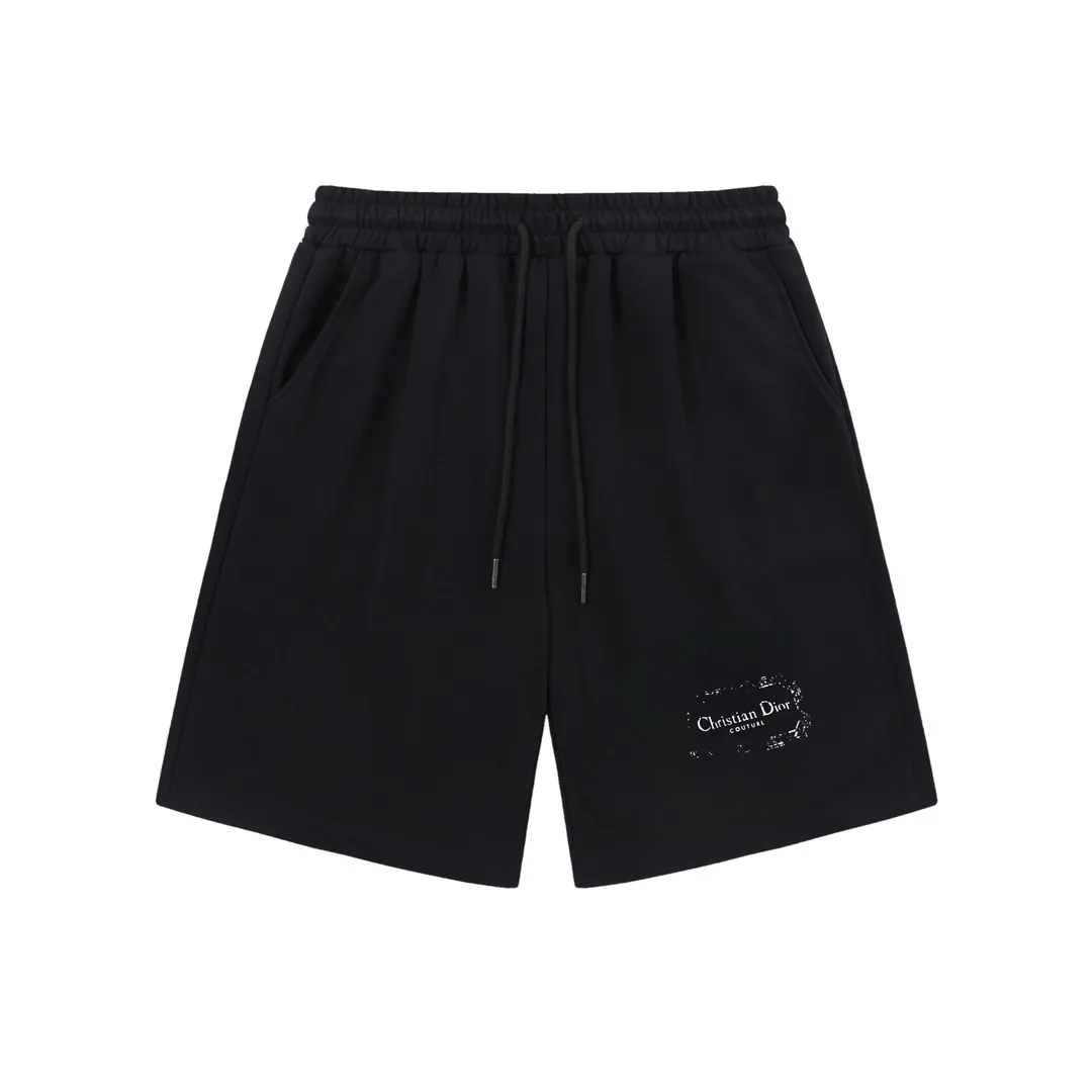 🅿️200 DIOR Dior classic hot style light luxury CD printed letter logo essential for daily commuting for men and women casual shorts ·Customized terry fabric ·Elastic + drawstring adjustable waist ·Waist label hangtag and three wash marks complete Color: Black Size: XS S M L