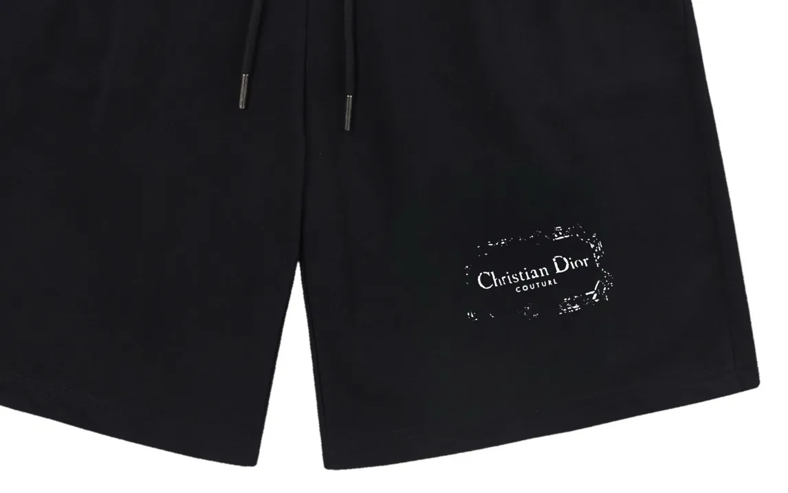 🅿️200 DIOR Dior classic hot style light luxury CD printed letter logo essential for daily commuting for men and women casual shorts ·Customized terry fabric ·Elastic + drawstring adjustable waist ·Waist label hangtag and three wash marks complete Color: Black Size: XS S M L