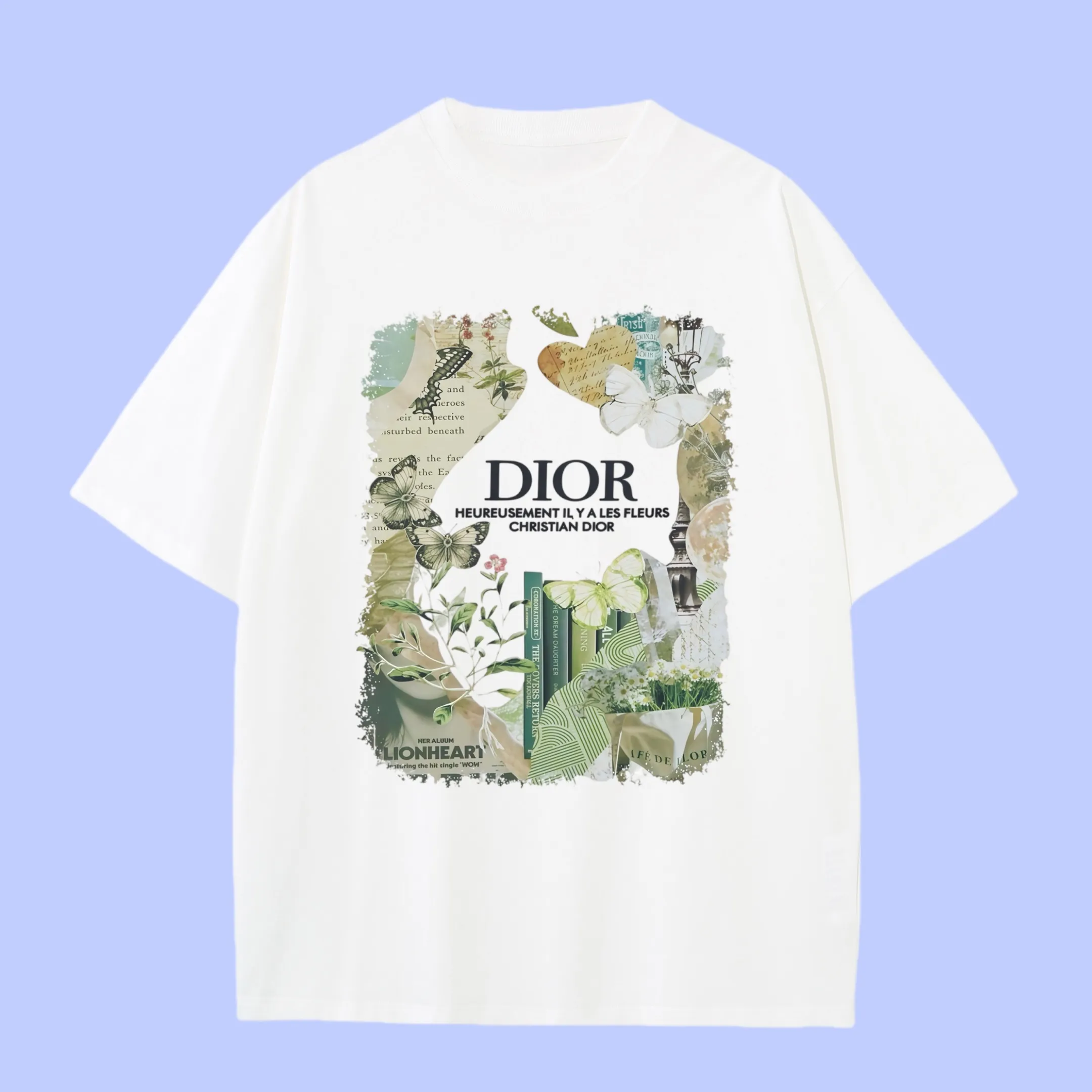 🅿️180 (Profit from cooperation) High-end quality Dior 2025Fall Spring and Summer Series Floral Short-sleeved T-shirt Different from ordinary printing Custom-woven 270G32 double yarn pure cotton fabric Loose version Same style for men and women Size: S M L XL XXL