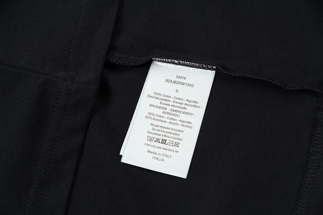 🅿️170 DIOR Dior classic hot style, customized 32 pieces of 310g double yarn pure cotton fabric, embossed jacquard patch letter logo, same style for men and women, short-sleeved T-shirt, color: black, size: S-XL