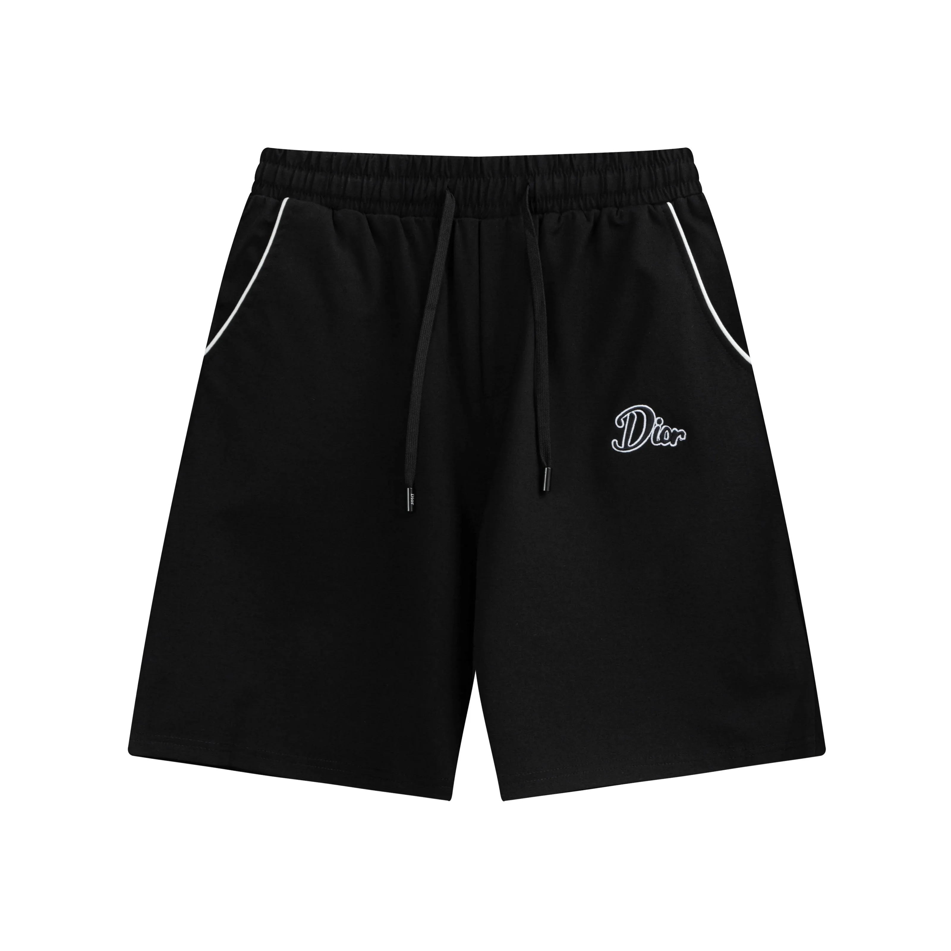🅿️190 2025 Dior Dior new knitted shorts, customized fabric, knitted with knitted logo printed on it. The version is tight and three-dimensional, with straight stripe splicing. The customized trouser cord hardware has strong texture and smoothness. The upper body is comfortable and breathable. It has a concave and convex three-dimensional feel. It is suitable for fashionable and casual wear. Color: Black-White Size: M-4XL