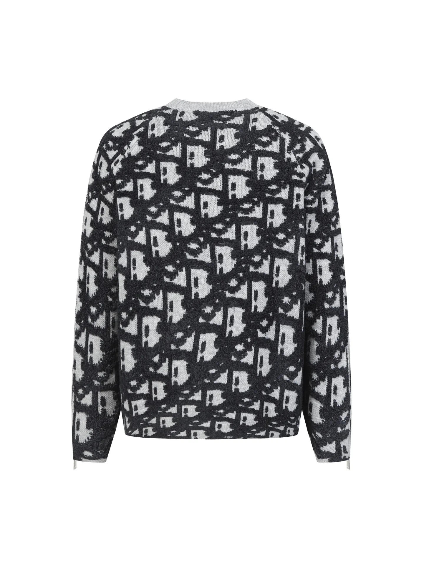 🅿️450 CD Home Jacquard Fabric Oblique Printed Sweater Details and Features This sweater reinterprets the Dior classic logo from a fashionable and modern perspective. Crafted from blended jacquard fabric, it's accentuated with a raised all-over classic light green Oblique print. Zippered sleeves add style, while a ribbed crew neck adds contrasting texture. Wear it with jeans for a graphic, casual look. All-over Oblique print sleeves with zip closure Contrasting ribbed crew neck Size: S M L