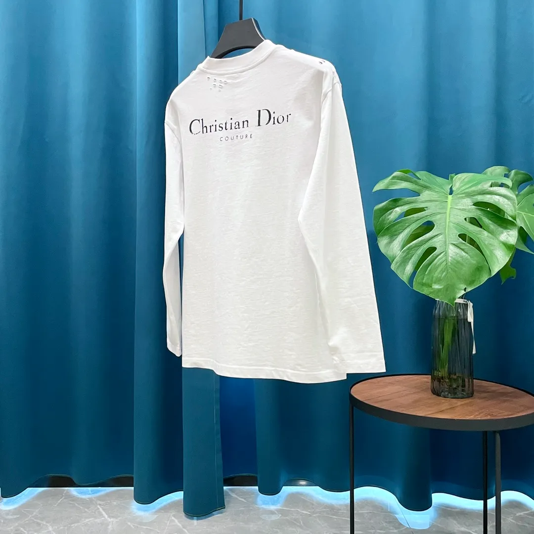 🅿️230 (heavy high version) Dior➡️Dior 24ss hole series printed logo long-sleeved T-shirt, high weight, impeccable details, highly classy and luxurious, casual and loose-shouldered cut. Size：S-XL