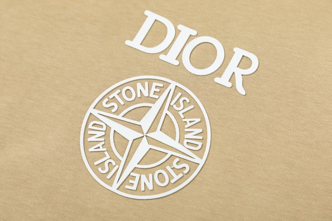🅿️170 Dior Dior joint stone island series 2025 new three-dimensional silicone letter logo Uniform short-sleeved T-shirt for men and women ·Customized 280 grams of 100% double yarn pure cotton fabric ·Defined dyeing of 32 double-strand threads ·Laser three-dimensional convex glue technology ·Collar label, hangtag, main mark and three labels complete Color: Khaki Size: XS S M L
