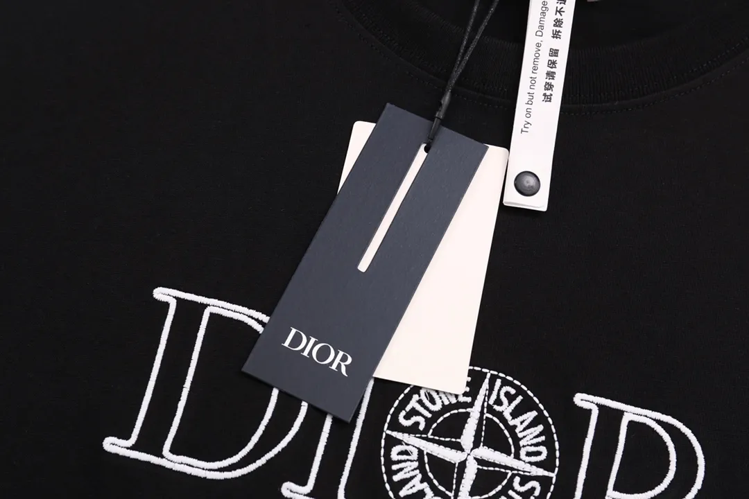 🅿️190 High-quality new Dior-Dior-co-branded Stone Island embroidered short-sleeved T-shirt Size: XS-L