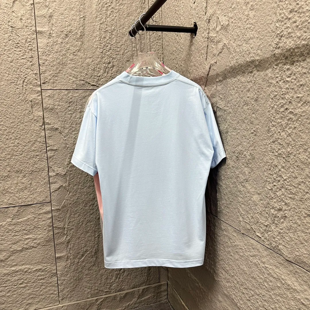 🅿️180 Dio*Dior* 2025 spring and summer style Classic letters 1947 embroidered personalized logo Customized double yarn plain cotton fabric Short-sleeved T-shirt Uniform for men and women Color: Angora red black white light blue Size: S (90-130 catties) M (120-150 catties) L (140-165 catties) XL (160-180 pounds) XXL (180-210 pounds)