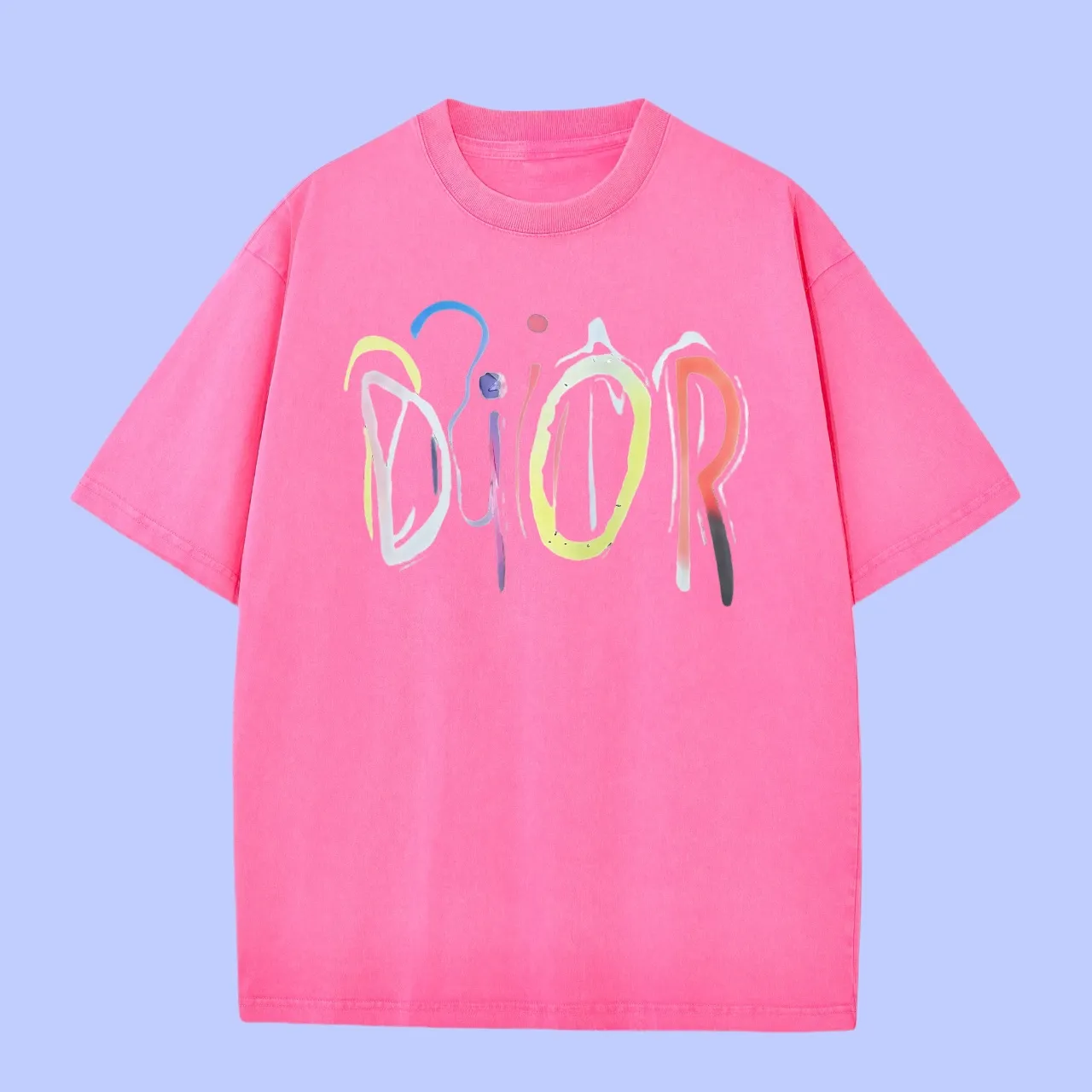 🅿️180 (Profit from cooperation) High-end quality Dior 2025Fall Spring and Summer Series Font logo short-sleeved T-shirt Different from ordinary printing Custom-woven 270G32 double yarn pure cotton fabric Loose version Same style for men and women Size: S M L XL XXL