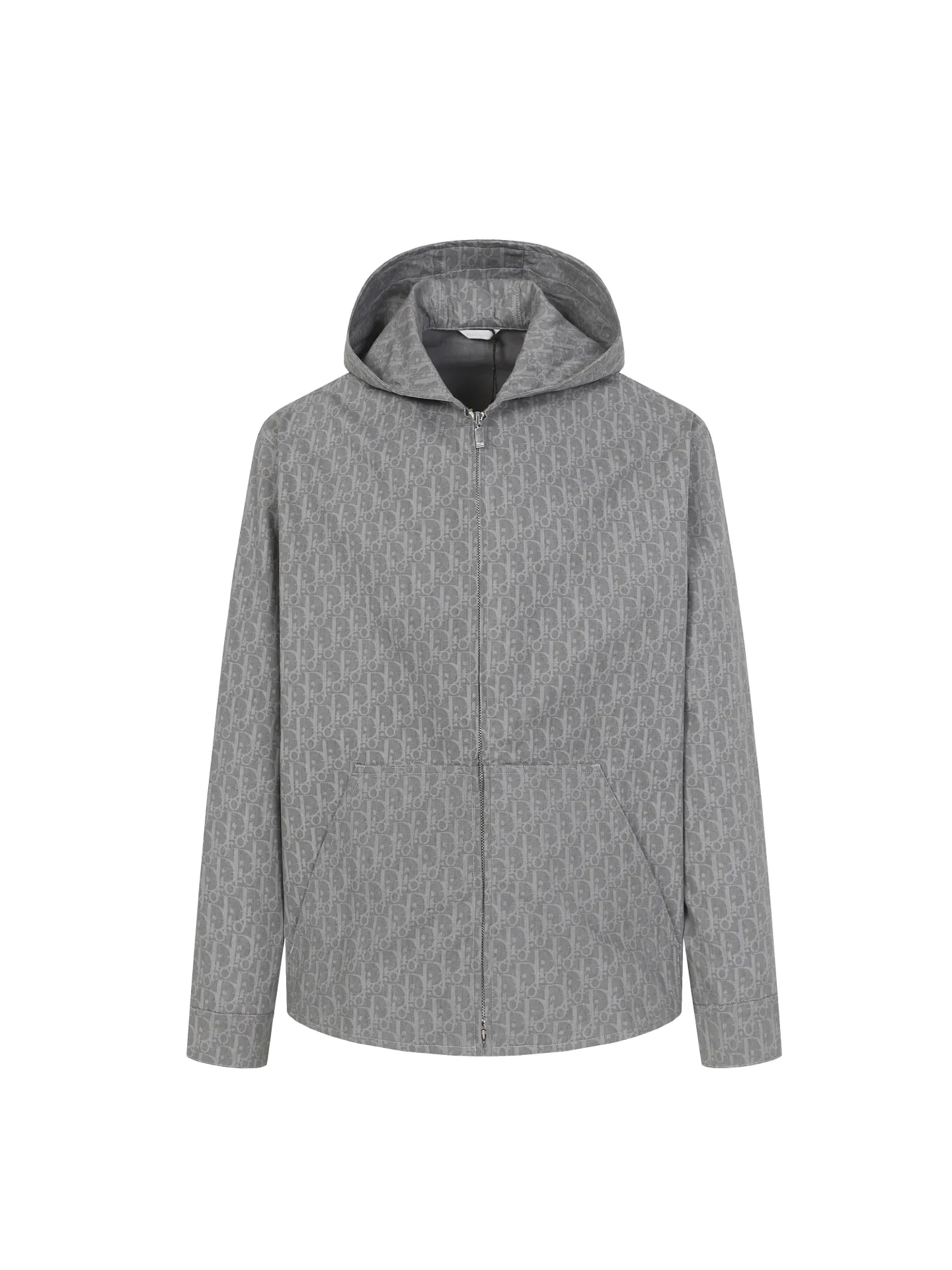 🅿️680 DIOR/Dior dark pattern all-over hooded zipper jacket. This hooded zipper is decorated with Oblique printing, a new interpretation of Dior's classic pattern. Crafted from gray cotton denim, the zip is decorated with the Dior signature. The unique minimalist design can be worn with accessories or for a more classic look.  Size：S/M/L/XL