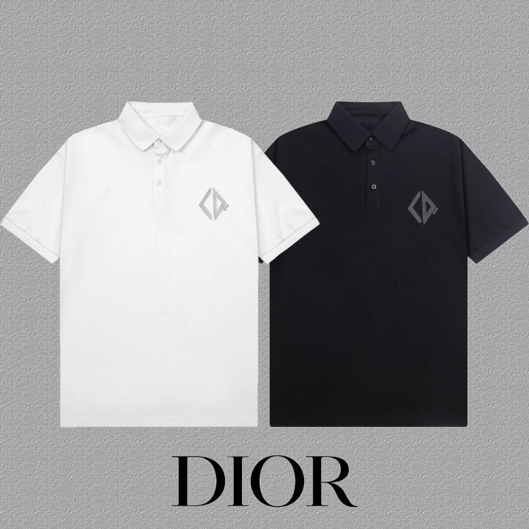 🅿️220 [Dior] 2025FW short-sleeved lapel polo shirt Color: Black White Size: S-XXL