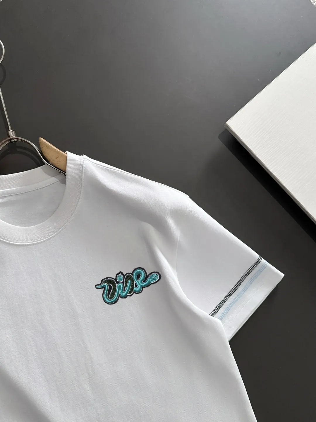 🅿️270 shipped next day Dior 2025 spring and summer new style (top quality, differentiated currency) launches short-sleeved double-yarn pure cotton fabric, early spring catwalk style, personalized and exclusive style, same style for men and women, using imported custom-dyed fabrics, back collar, chain bottom, fully shoulder-covering, no deformation or shrinkage when exposed to water, SIZE: M to 3XL