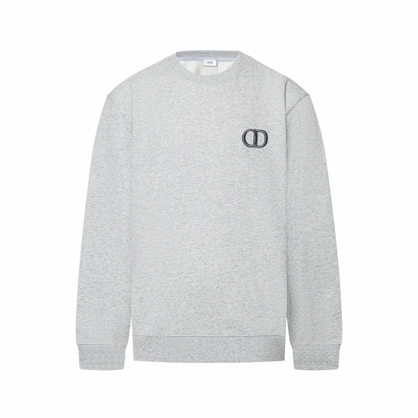 🅿️340 CD logo embroidered crew neck sweatshirt (grey) The fabric is made of high-quality gray cotton fleece fabric, which is soft and comfortable to the touch, bringing a warm wearing experience. The fabric is made of 100% cotton, which has good breathability and skin-friendliness. The sweatshirt adopts a regular fit design and is discreetly decorated with the same-tone CD Icon embroidery logo on the chest, showing exquisite craftsmanship in every detail. The collar, cuffs and hem are all designed with ribbed edges, which not only enhances the crispness of the overall silhouette, but also keeps the clothing durable and without deformation. Exquisite sewing technology ensures that every seam is smooth and firm, reflecting the brand's strict requirements for quality. This sweatshirt not only retains the comfort of sports and leisure, but also shows the texture of high fashion through exquisite detail processing, making it suitable for daily wear in various occasions. Size:S-M-L-XL