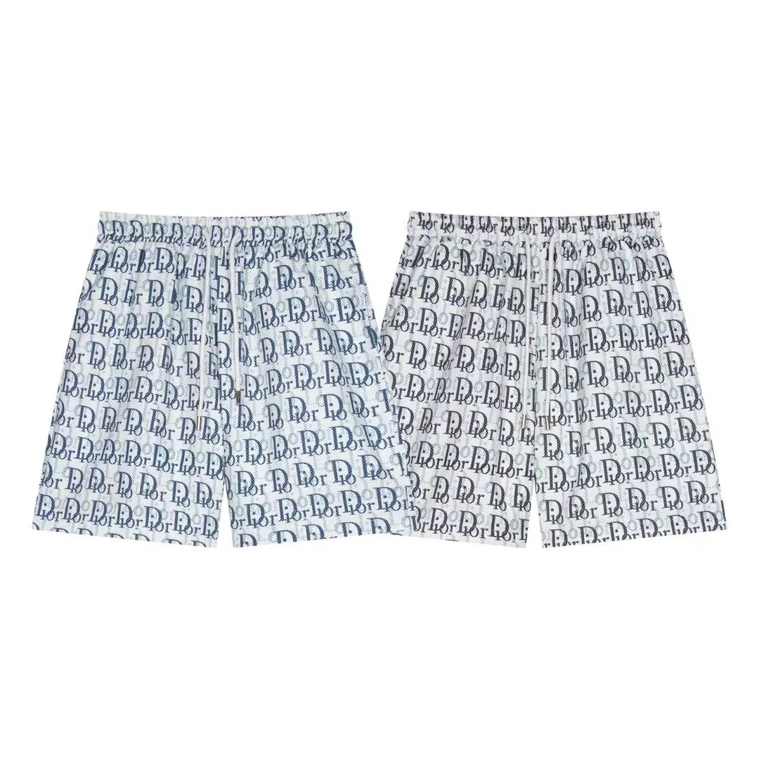 🅿️140 ❥G203# 2024 Classic series new model with full-width three-dimensional logo printing, original customized version, five-point casual beach shorts, inner mesh effect. Size: S-XL Color: white blue white black
