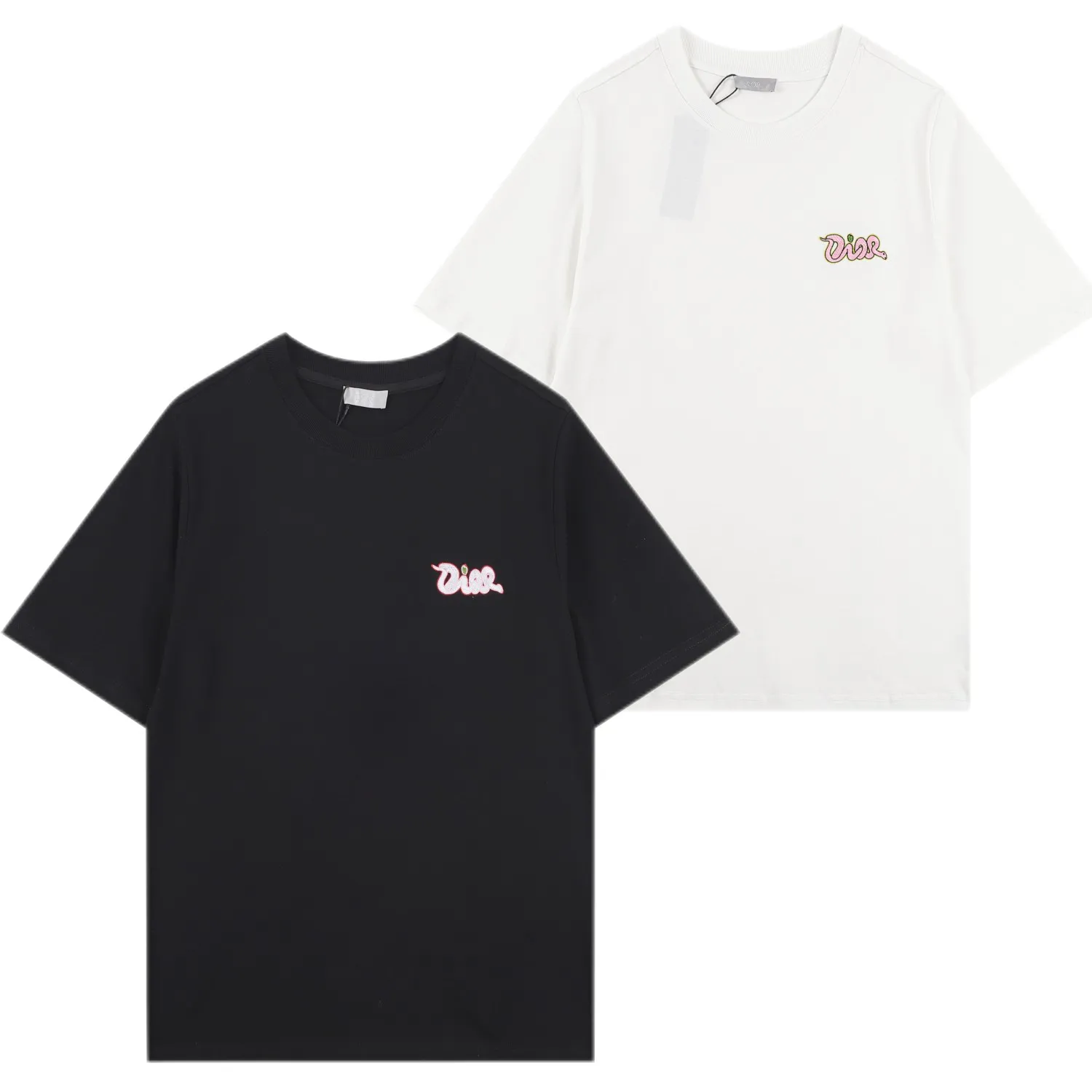 🅿️256 DIOR Di* 2025SS spring and summer new T-shirt. Made of 300 high gram weight pure cotton washed fabric. Three-dimensional 3D imported Tajima embroidery technology. Counter embroidery small logo. Original original logo. Details are in place💯 Color: black white Size: S-XL