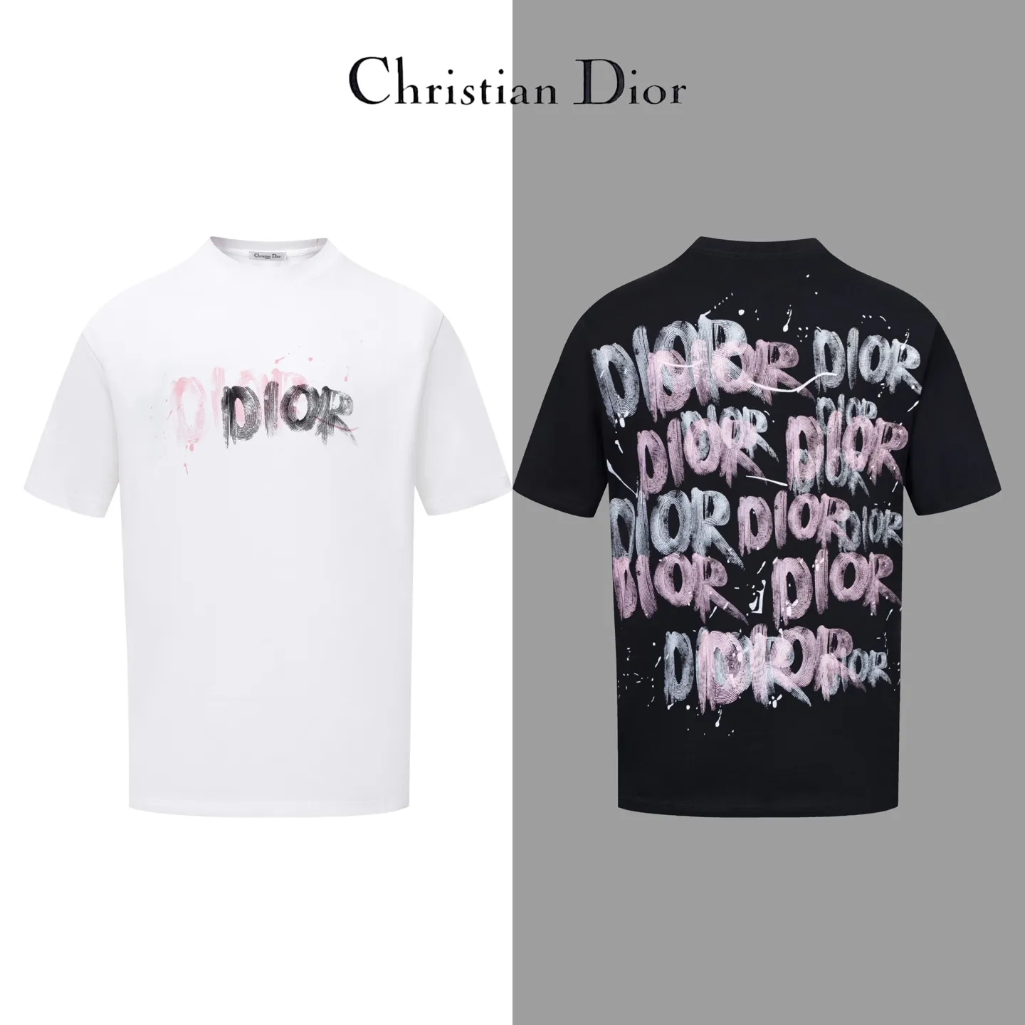 🅿️170 Style No. #Z105 Dior colorful graffiti letter round neck short-sleeved DIOR official website consistent style Fabric: 32-count double yarn 280g pure cotton fabric Weaving and dyeing threads of the same color in the same cylinder Process: imported machine white ink direct-jet printing Supporting: complete three labels Cardboard oil paper code sticker packaging High temperature pre-shrinking process before production, no shrinkage and deformation Imported machine professional plate production os version Can wear up to 200 pounds. The size is measured manually. The error of 2-3cm is normal. Color: black white size: s m l xl