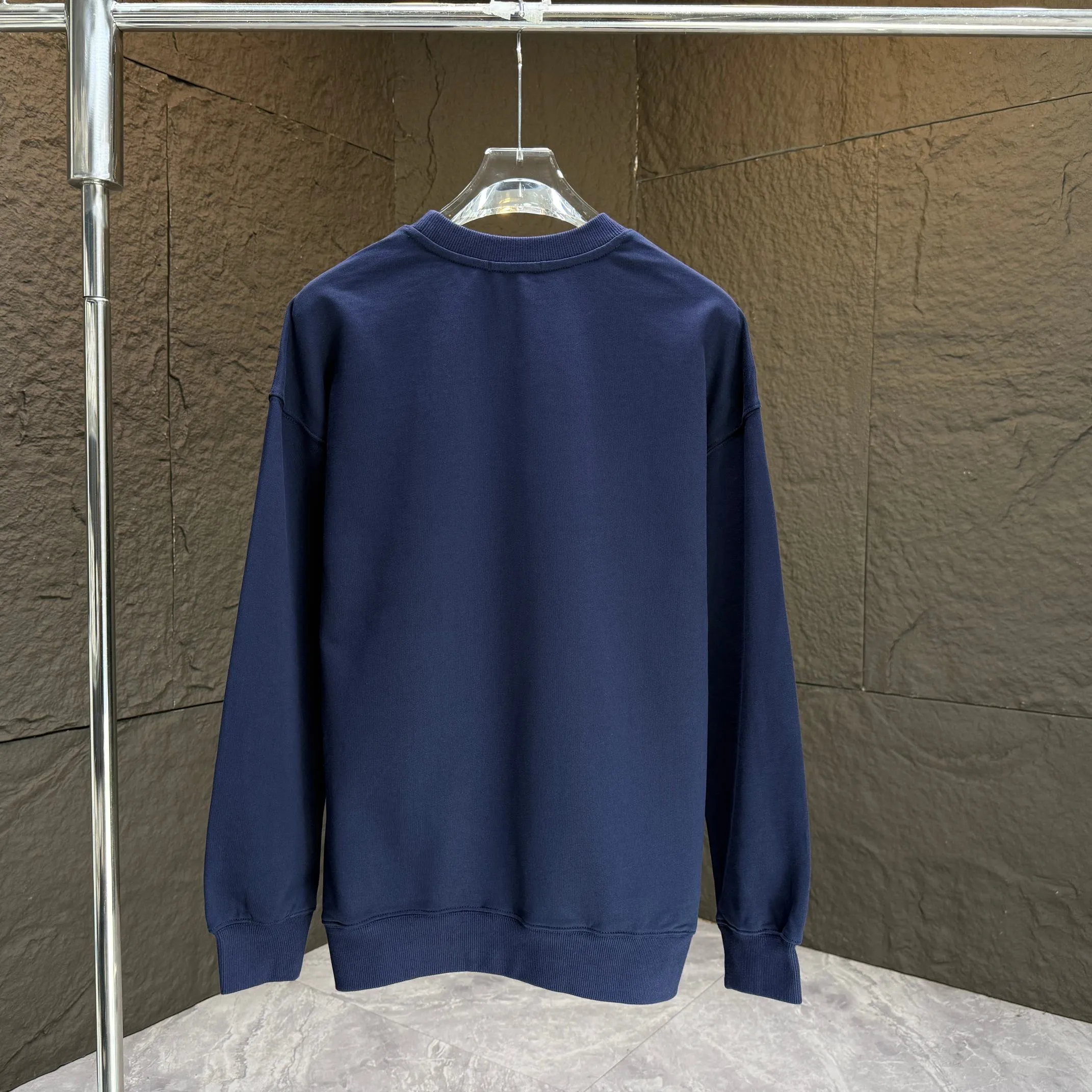 🅿️240 Dio* Dior* 2025 autumn and winter new round neck sweatshirt 400g terry cotton letter logo three-dimensional foam Color: Black White Blue Gray Size: S M L XL XXL