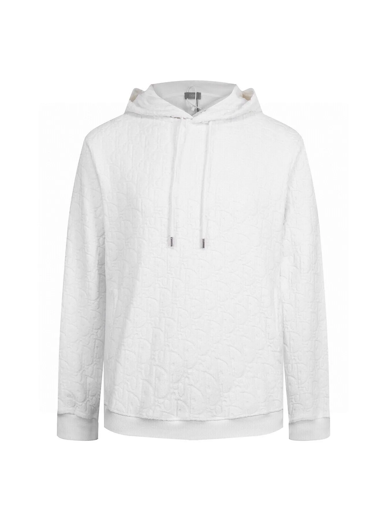 🅿️430 (zp version) - Dior presbyopic all-over printed terry embroidered jacquard plus velvet thickened hooded jacket - Made of original imported terry embroidered jacquard, custom-woven and dyed fabrics ZP consistent accessories customization Exclusive quality difference currency Welcome to compare - Color: White Navy - Size: S M L XL
