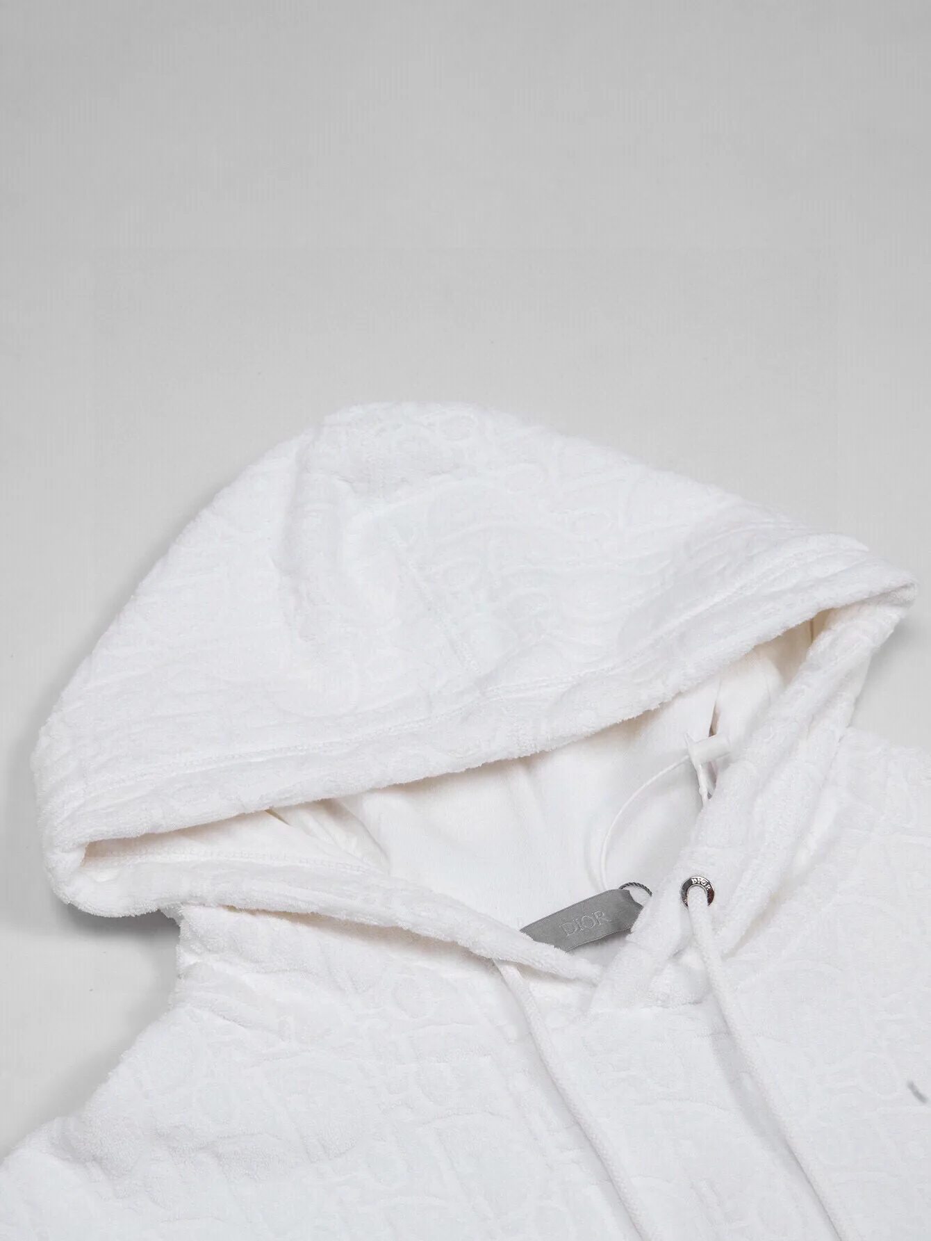 🅿️430 (zp version) - Dior presbyopic all-over printed terry embroidered jacquard plus velvet thickened hooded jacket - Made of original imported terry embroidered jacquard, custom-woven and dyed fabrics ZP consistent accessories customization Exclusive quality difference currency Welcome to compare - Color: White Navy - Size: S M L XL