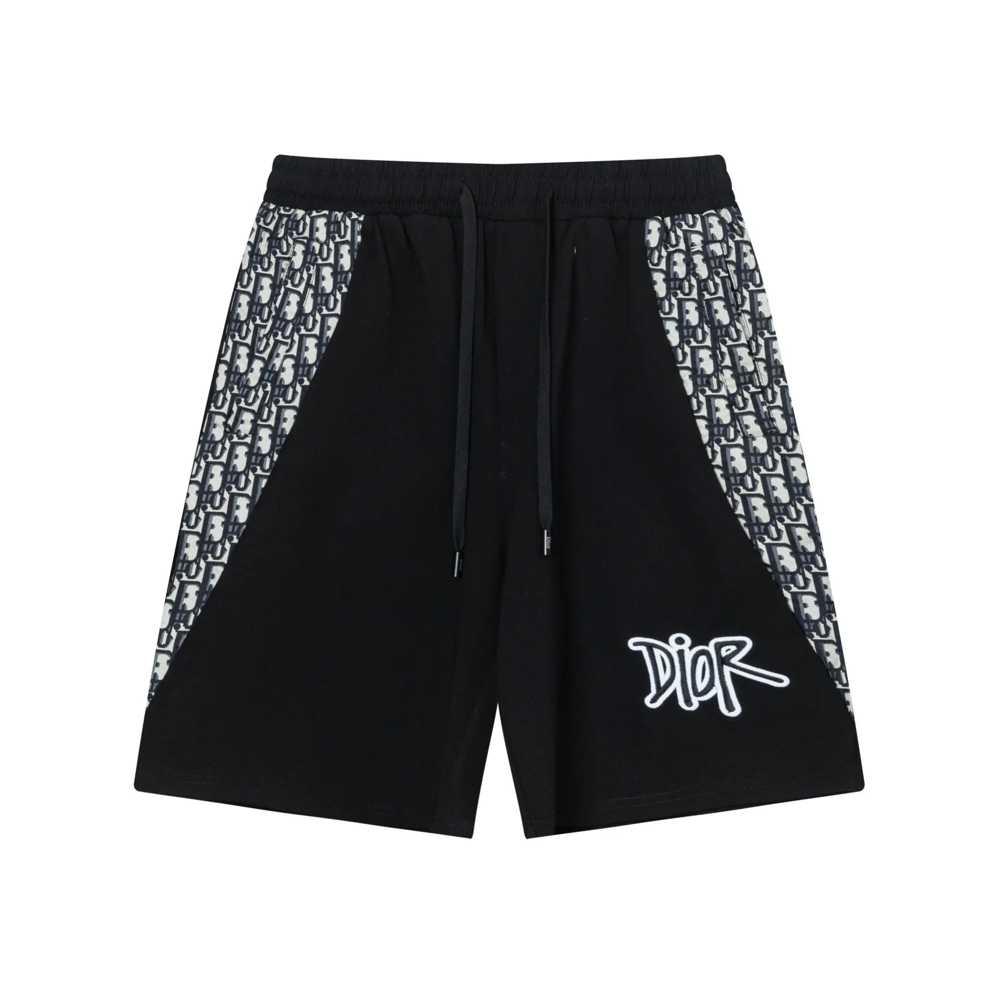 🅿️190 2025 Dior Dior new knitted shorts, customized fabric, knitted technology printed logo. The version is tight and three-dimensional, with straight stripe splicing. The customized trouser cord hardware has strong texture and smoothness. The upper body is comfortable and breathable. The concave and convex three-dimensional sense makes it a fashionable and casual outfit. Color: White-Black Size: M-4XL