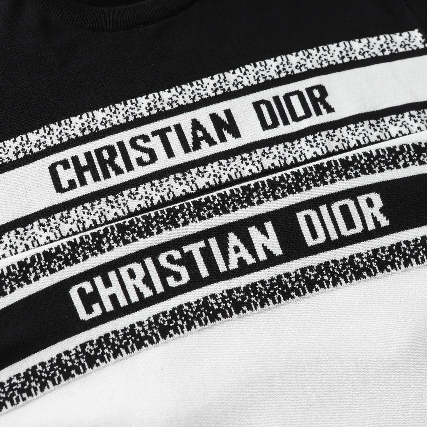 🅿️220 DiOR Dior logo jacquard knitted round neck short-sleeved T-shirt. The quality is absolutely guaranteed. A must-have for fashionable people. All three standards. Same style for men and women. Color: black white. Size: XS S M L