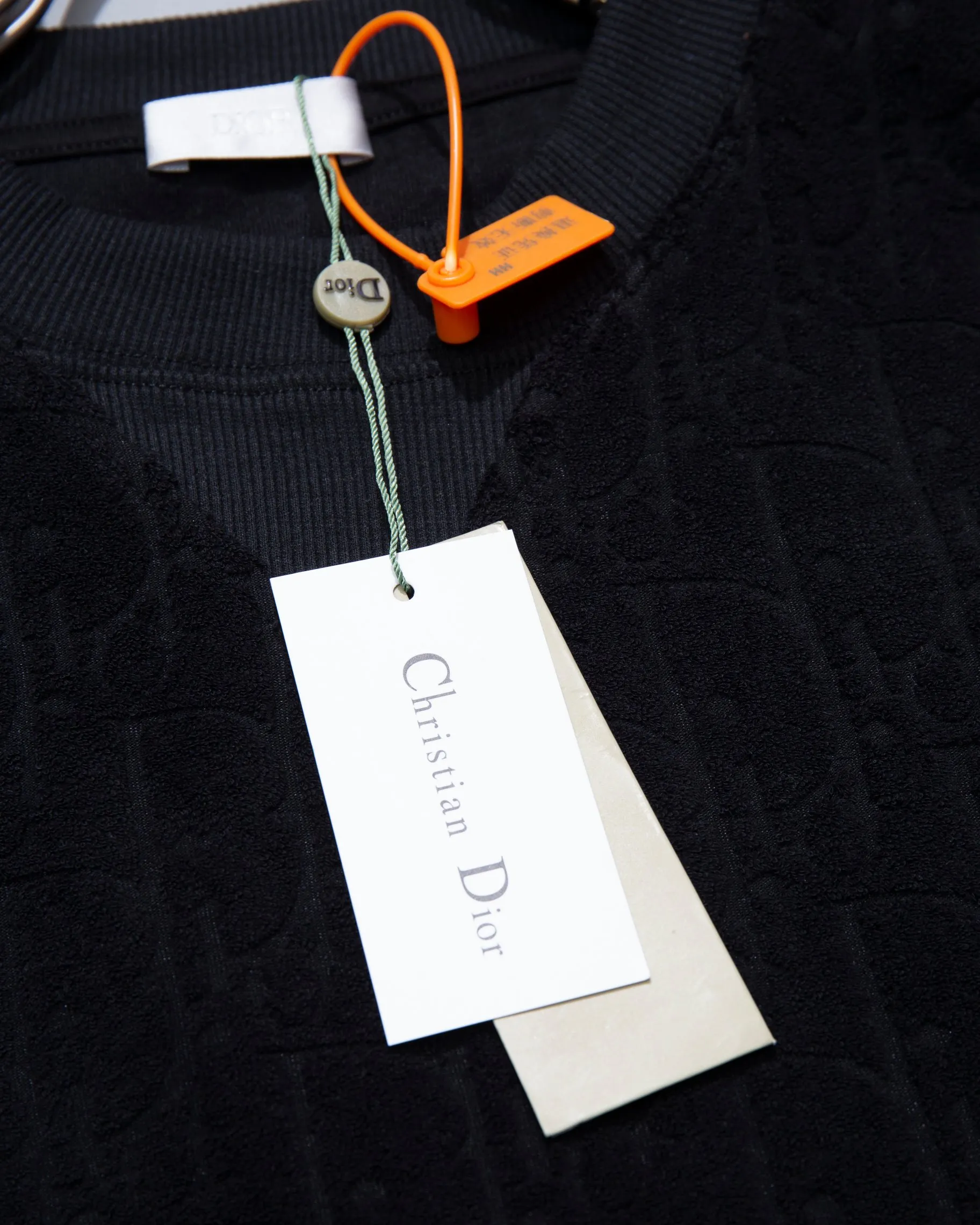 🅿️200 DIOR round neck triangle short-sleeved T-shirt made of cloth LOGO velvet fabric, official synchronization, 1:1 original mold opening, fashionable personality, versatile trend, pure original quality, original washed fabric, tag, collar label, washed wheat, complete three labels, color: black, white, coffee, purple, size: S M L XL
