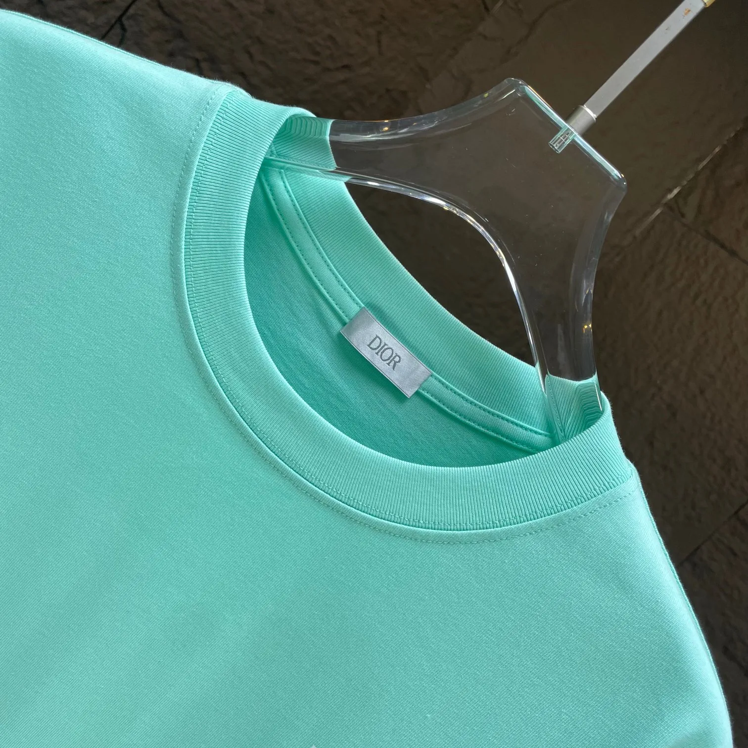 🅿️170 Dio* Dior* 2025 spring and summer new short-sleeved T-shirt Heavy cotton letter pattern printing Color: Black White Mint Green Size: S M L XL XXL
