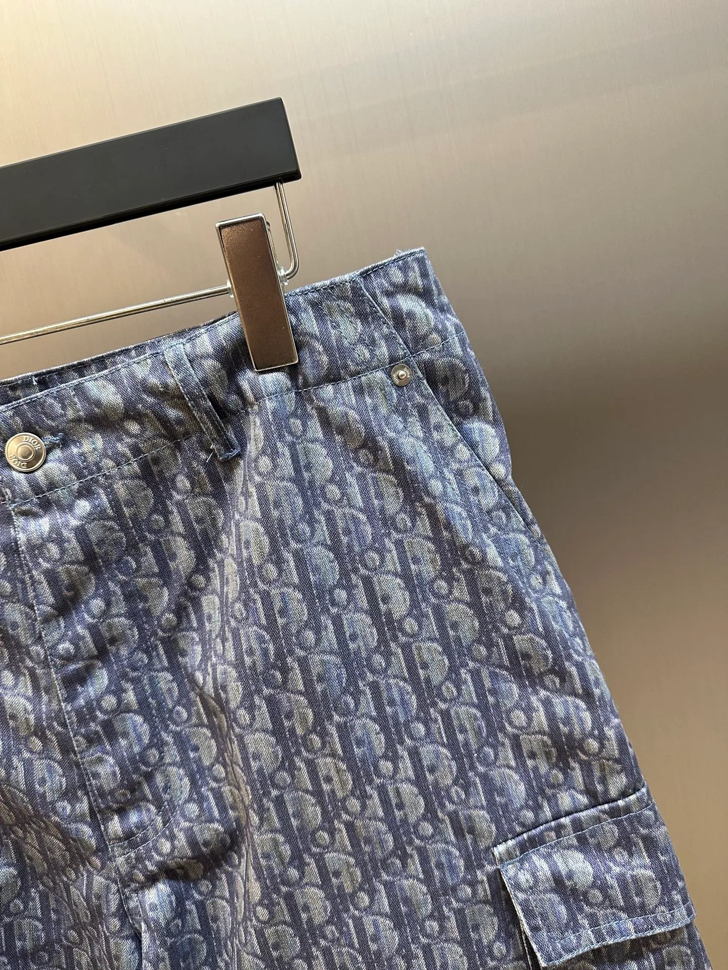 🅿️530 DIOR cotton twill printed pocket cargo shorts, customized twill cotton 10*10 cotton, cloth printing, positioning cutting bed, customized leather label size: 48.50.52.54