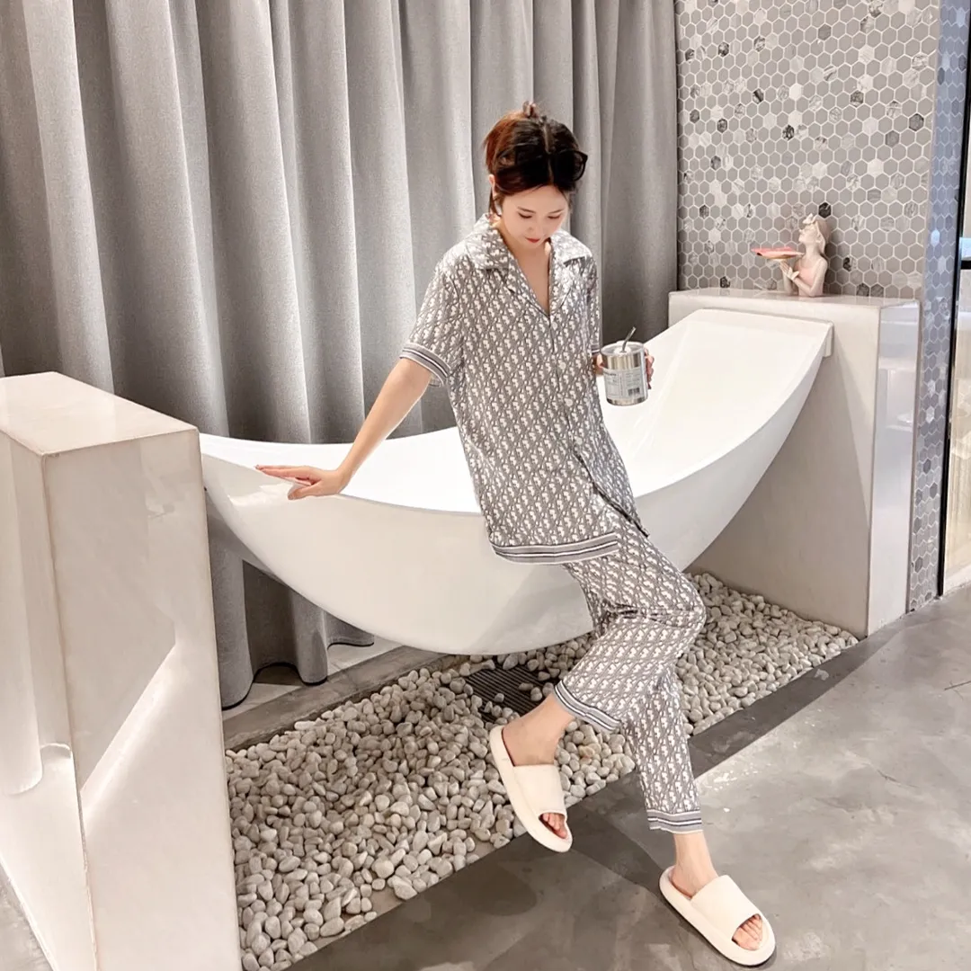 🅿️360 2024 DIOR Dior home wear, high-end Korean silk fabric, skin-friendly, soft and comfortable, couple size M～XXXL