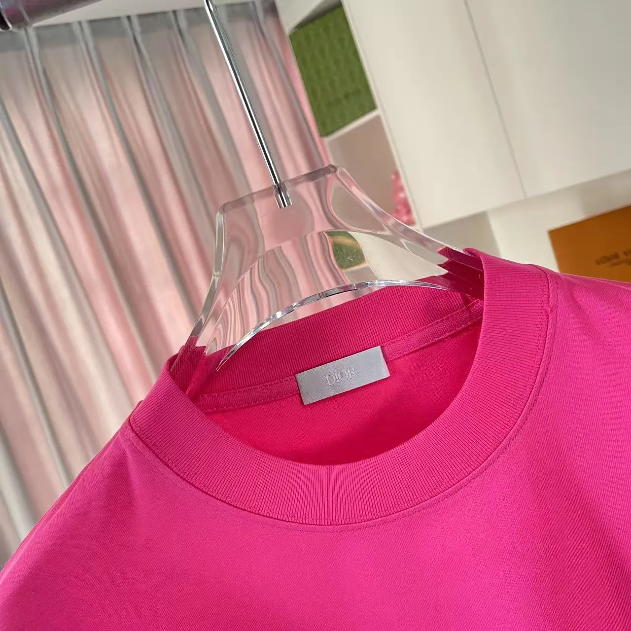 🅿️170 Dio Dior 2025 new summer style love letter three-dimensional silicone printing short-sleeved T-shirt customized fabric 300g same style for men and women Color: black white rose red iron gray Size: S M L XL XXL five sizes ​