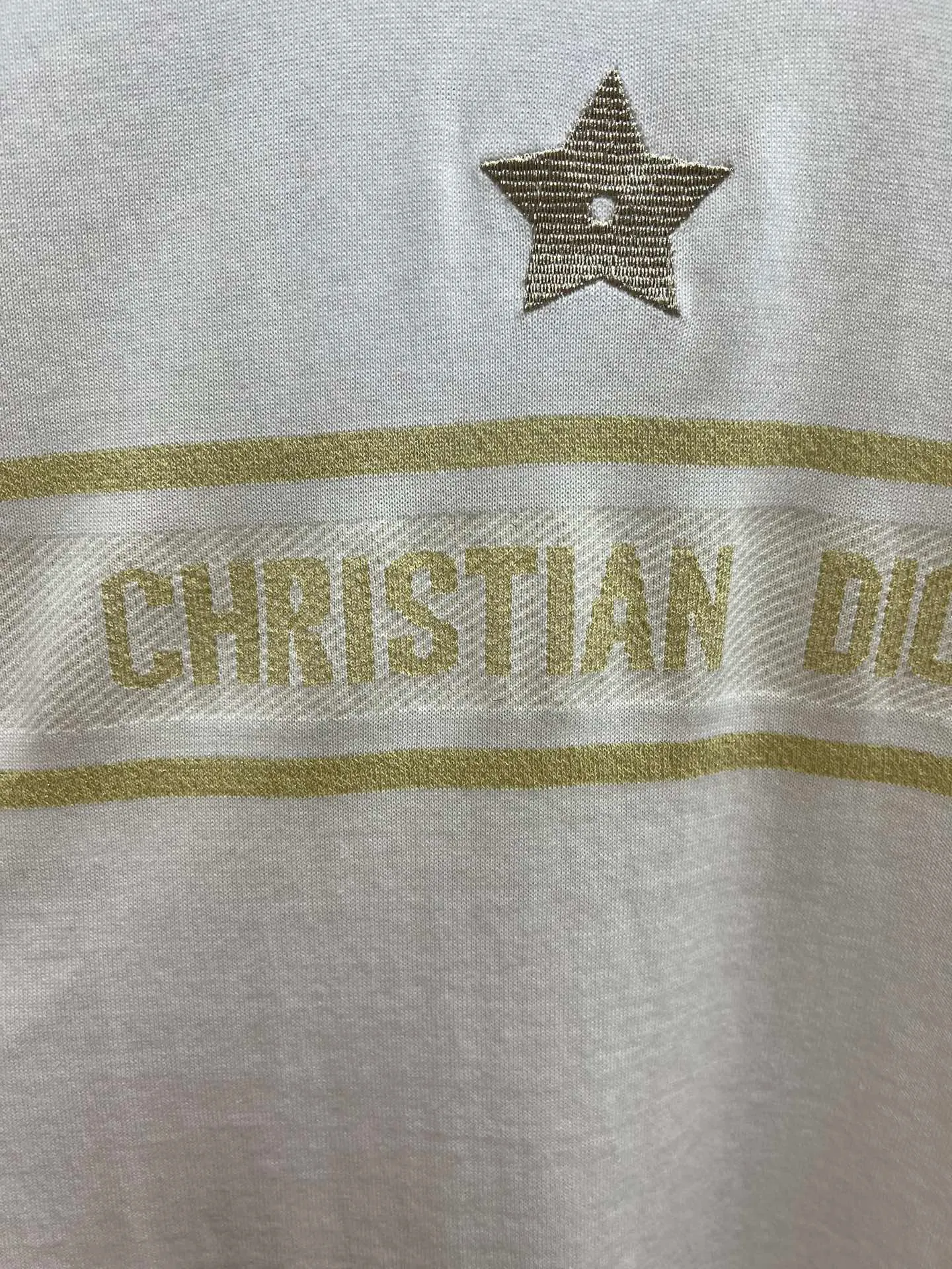 🅿️440 Dior 25ss new round neck star knitted short sleeves, letters and star crochet pattern on the chest, high version, code number: S.M.L.