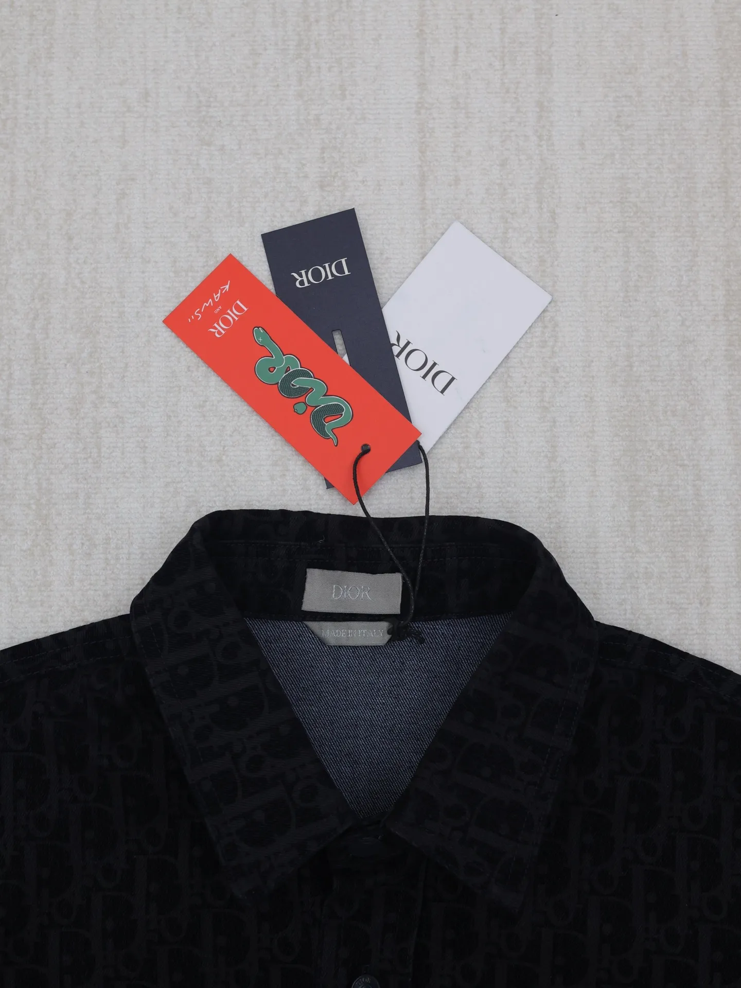 🅿️510 Dio*/Dior 25ss Year of the Snake pocket letter cotton blend denim short-sleeved shirt Size: S/M/L/XL