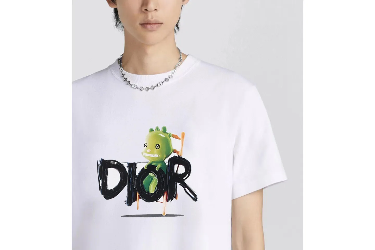 🅿️170 [DIOR Dior] 2025FW short-sleeved T-shirt LOGO printing High-end 26s double yarn 300g fabric Heavy fabric Customized frame ribbing in the same cylinder and dyeing Complete three standards Same style for men and women Color: Black White Size: S M L XL 2XL