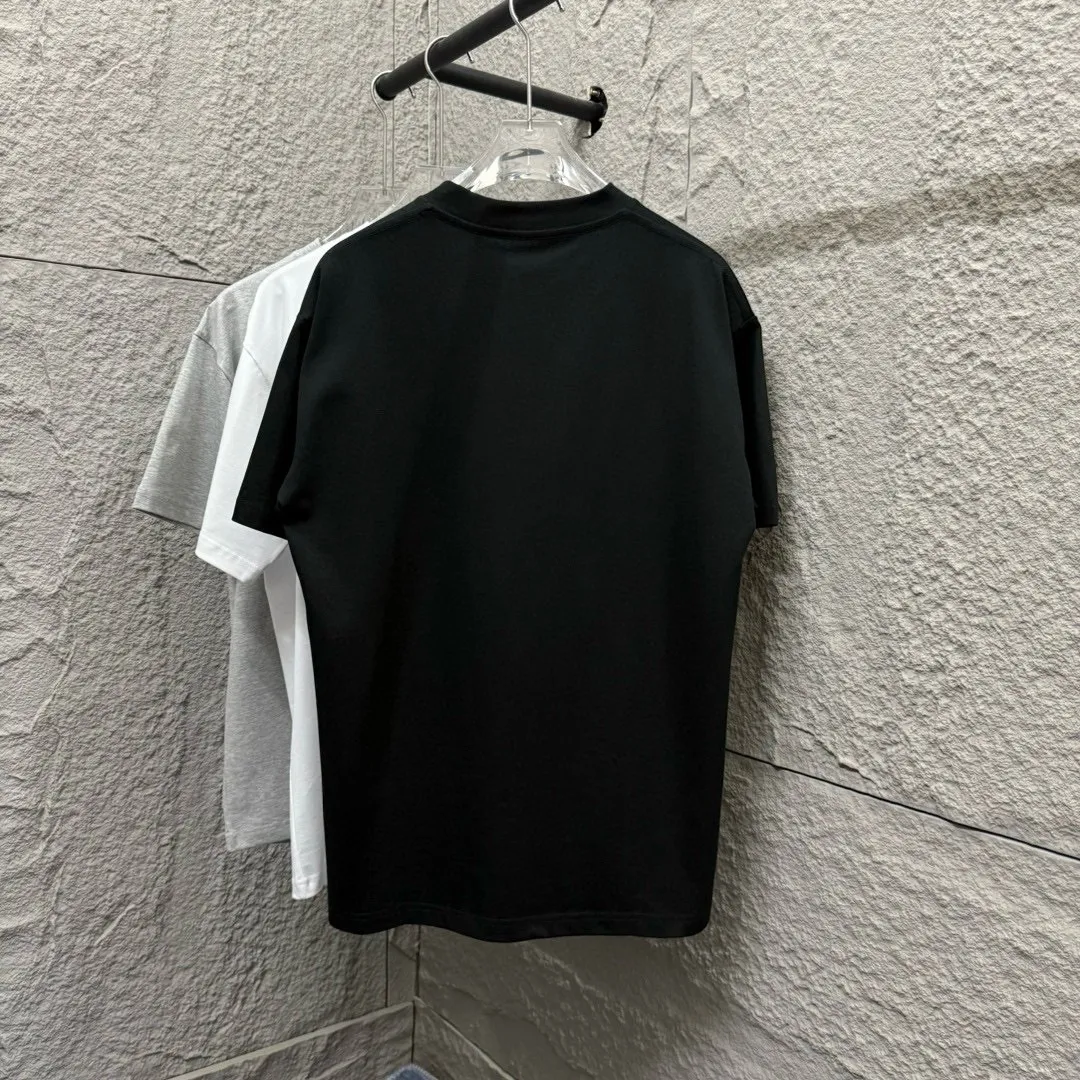 🅿️180 Dio Dio 2025 spring and summer new style Classic letter embroidery on the chest Short-sleeved T-shirt Customized double yarn plain cotton fabric Same style for men and women Color: black white floral gray Size: S (90-130 pounds) M (120-150 pounds) L (140-165 pounds) XL (160-180 pounds) XXL (180-210 pounds)