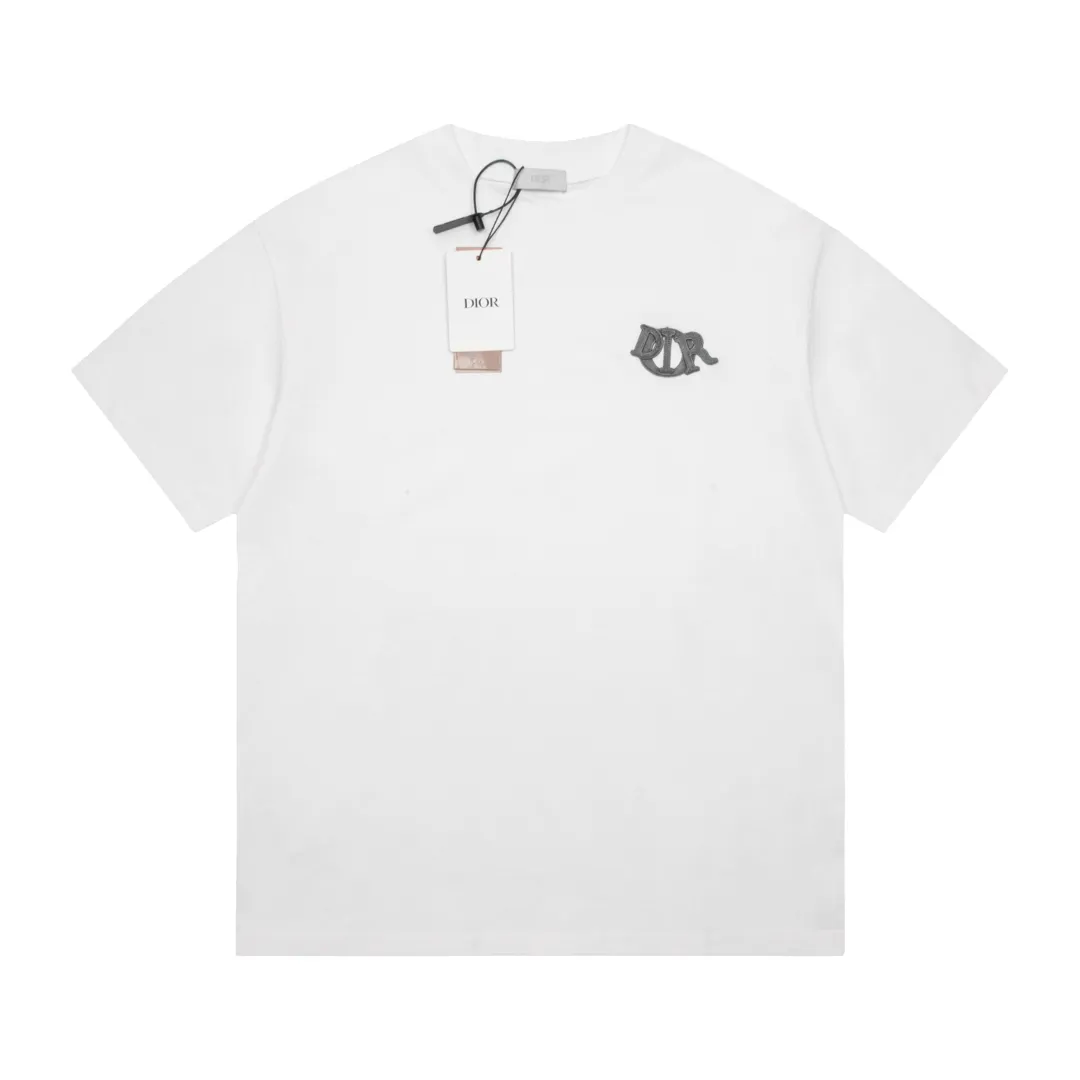 🅿️180 High-quality DIOR/Dior new series logo three-dimensional embroidered short-sleeved T-shirt, pure cotton double yarn fabric, using high-density thread embroidery, loose version, full set of accessories, soft and thick fabric, complete with three standards, same size for men and women. Size xs s m l