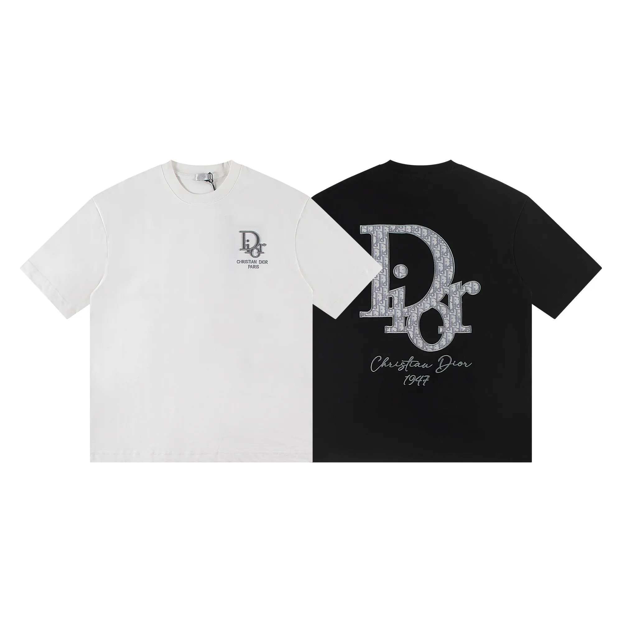 🅿️180 Dior*2026 latest short-sleeved material: high version 300g double yarn combed cotton Size: S M L XL Color: black white Style number: W2639